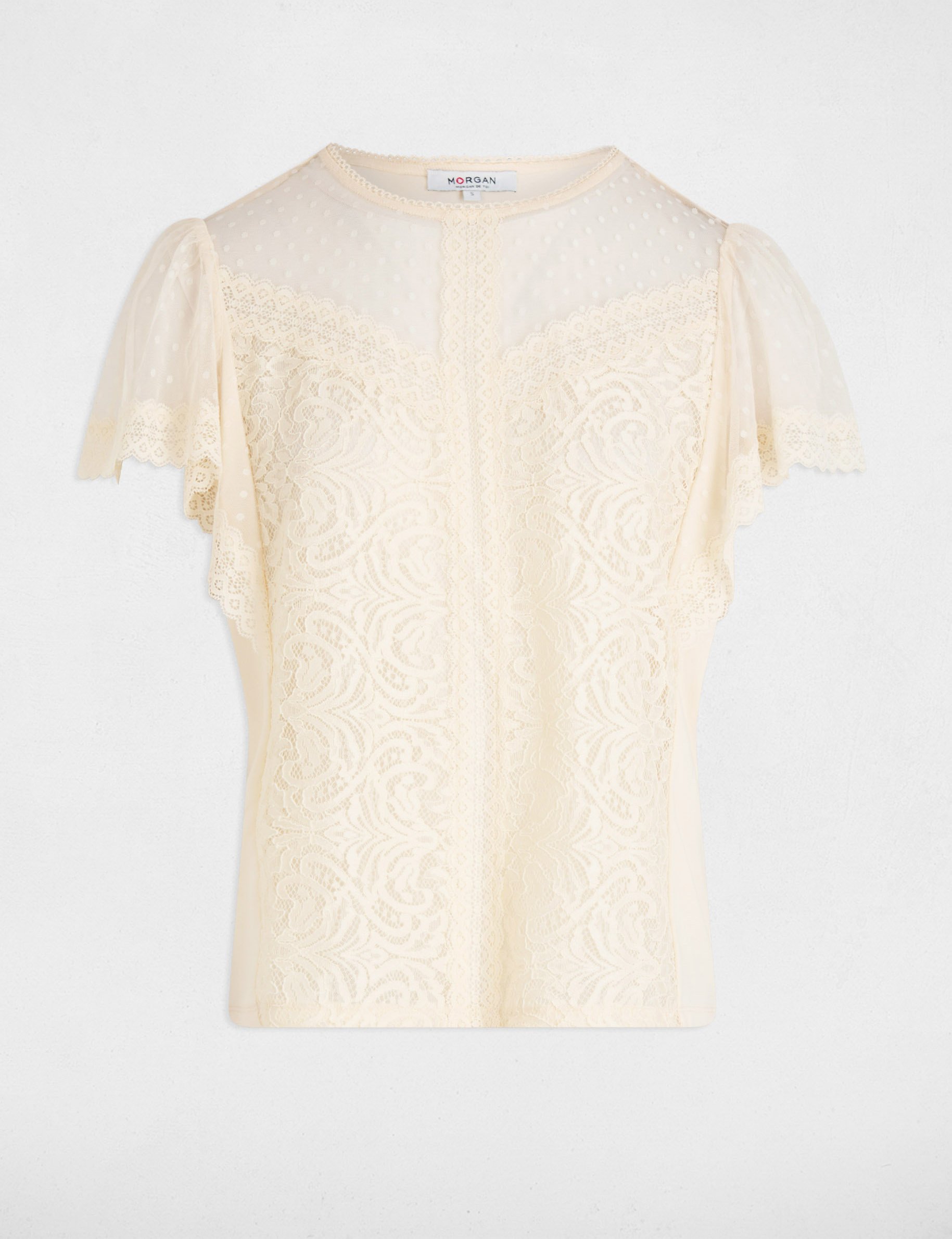 Short sleeve T-shirt ecru women