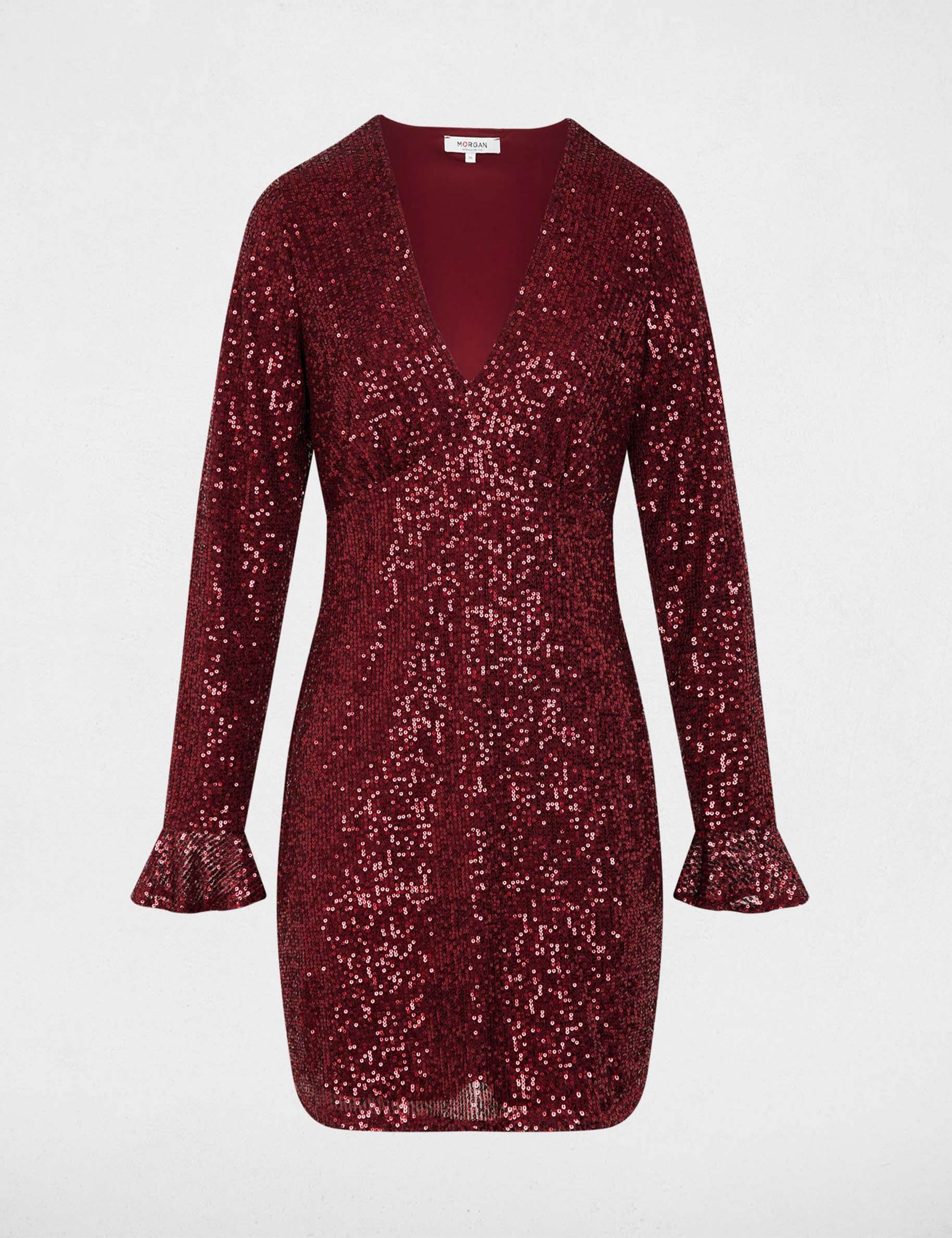 Short sequin dress plum women