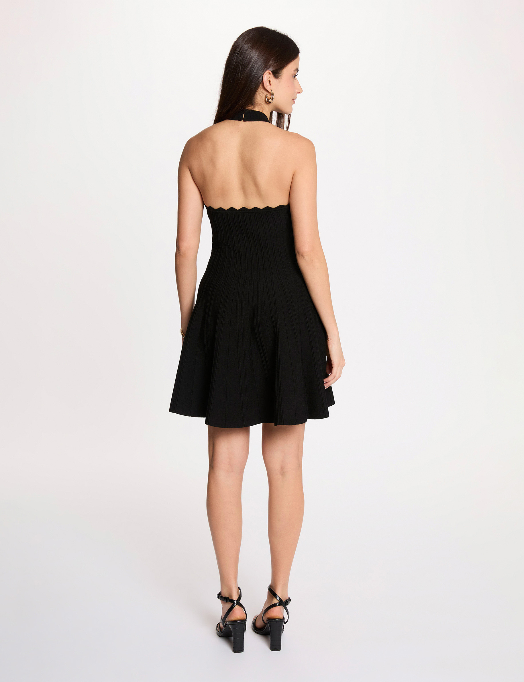Sleeveless knitted flared dress black women