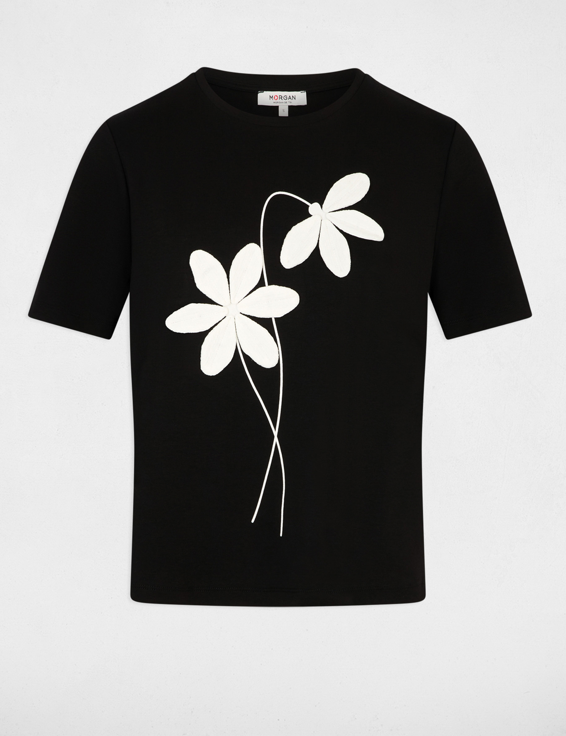 Straight t-shirt with round neck black women