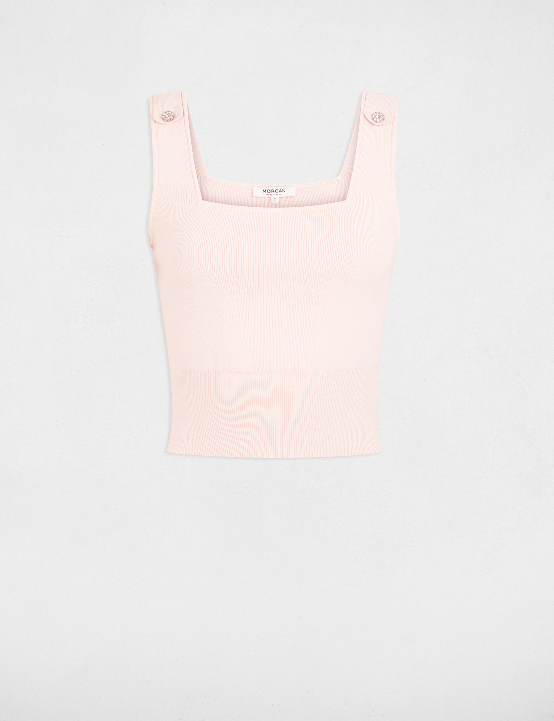 Fitted tank top with square neckline pastel pink women