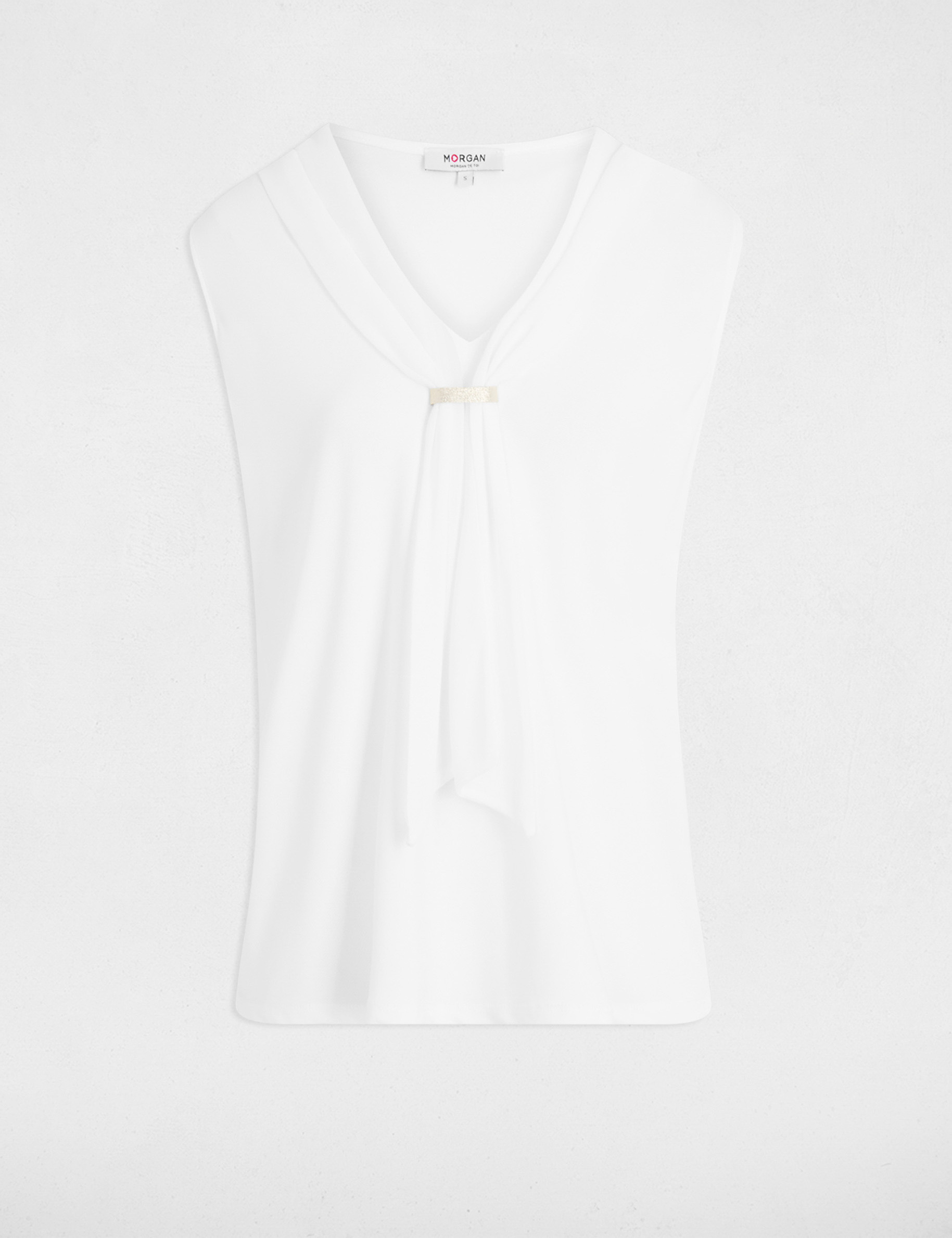 T-shirt with tie neck white women
