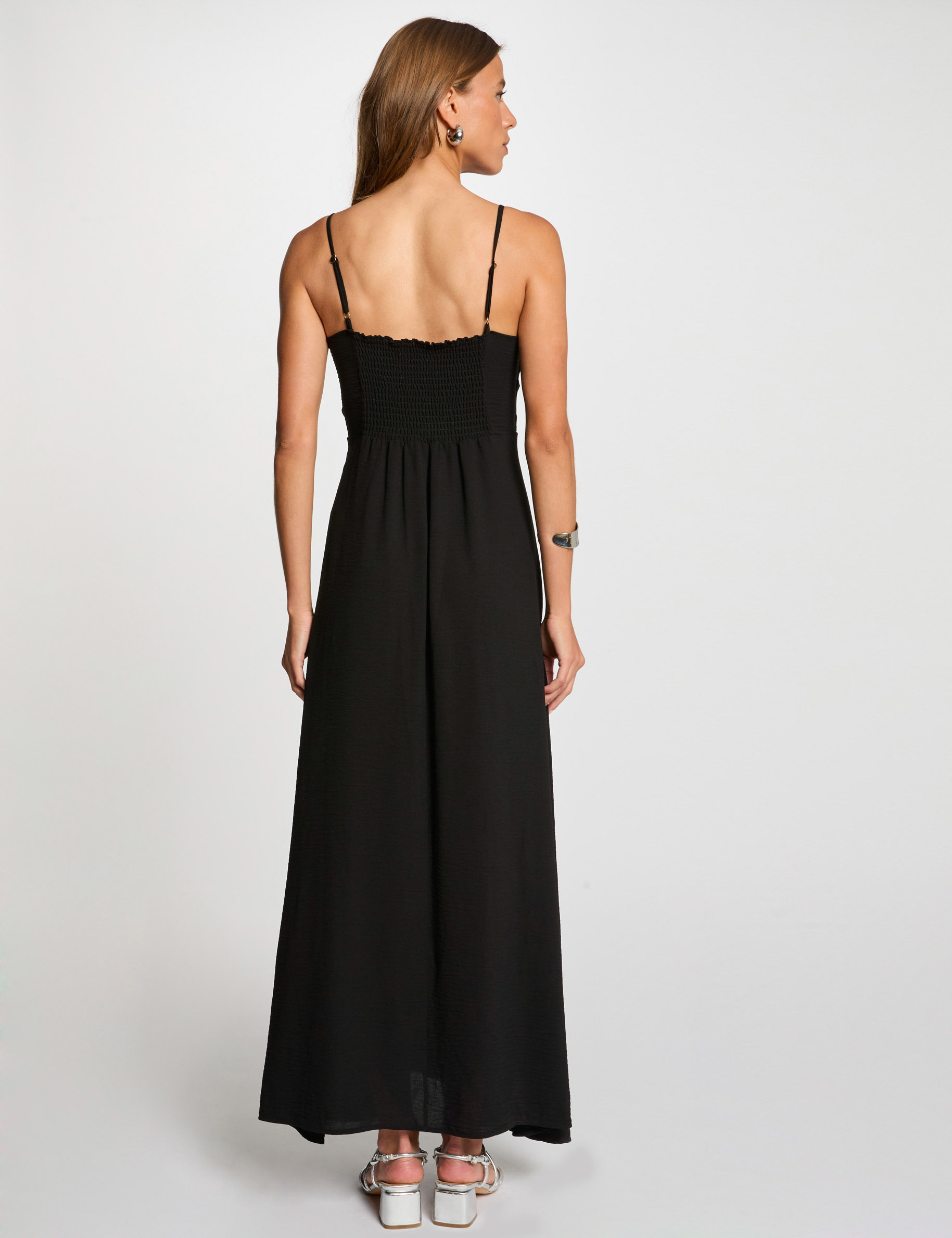 robe longue droite fendue noir femme Robe longue droite fendue noir femme