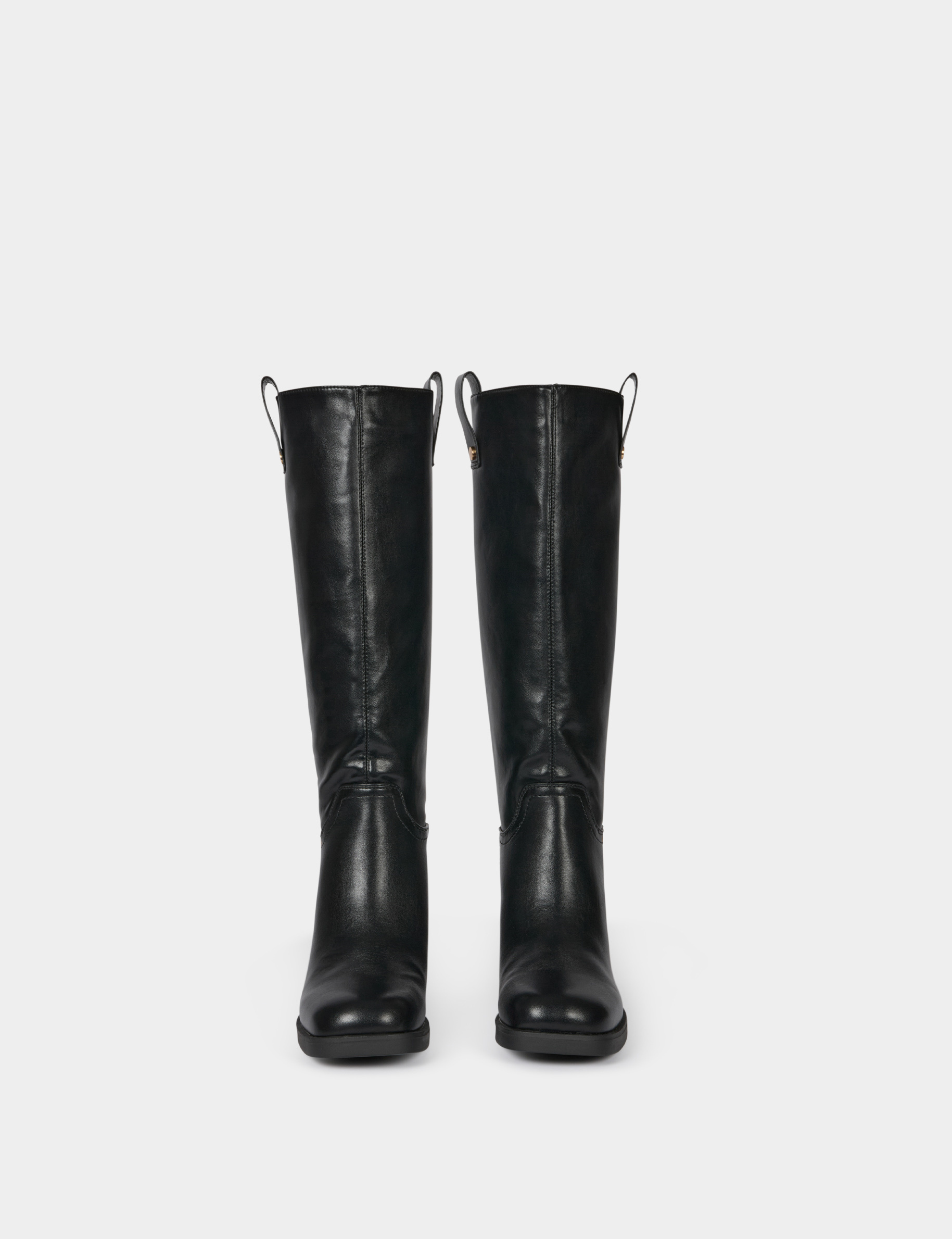 Heeled faux leather boots black women
