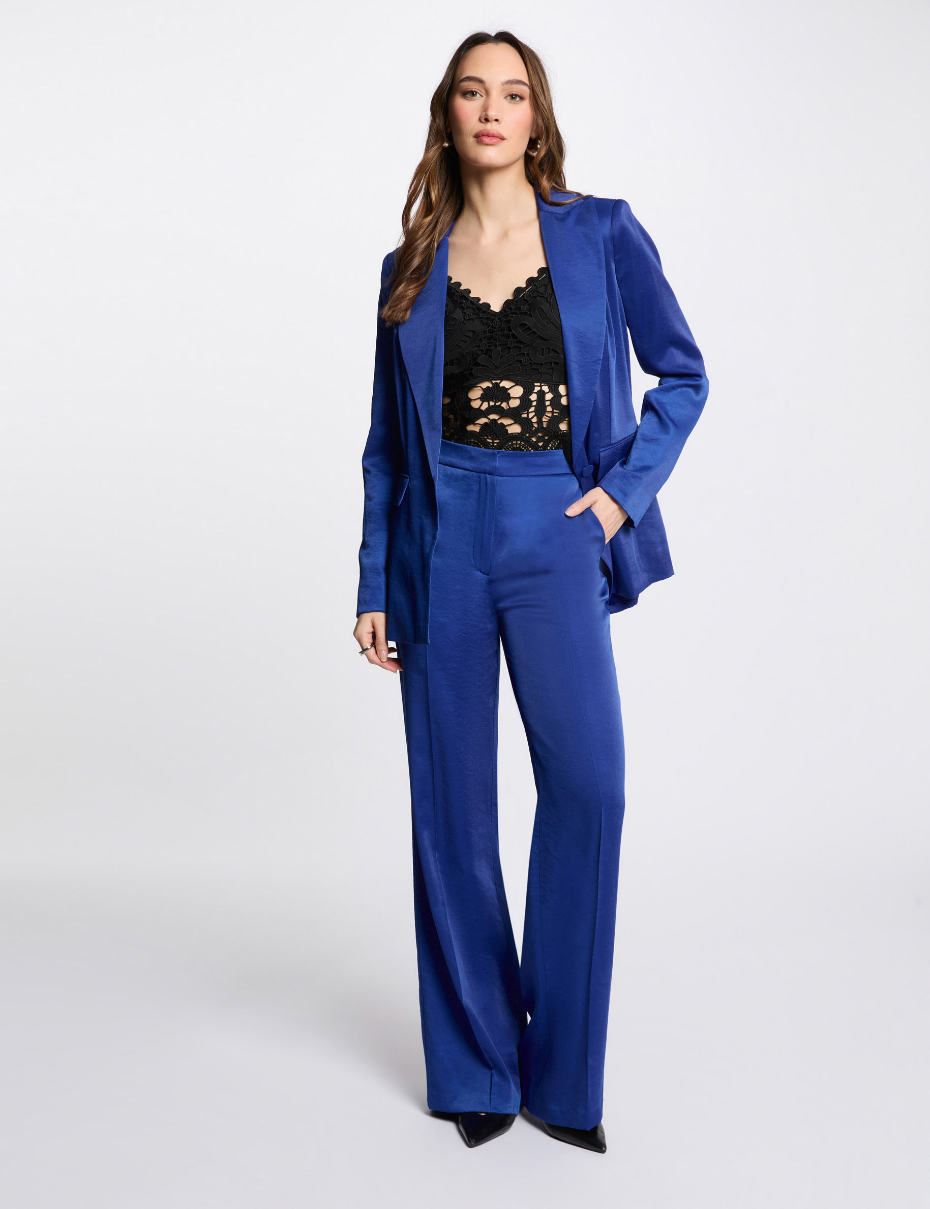 loose straight trousers electric blue women Loose straight trousers electric blue women