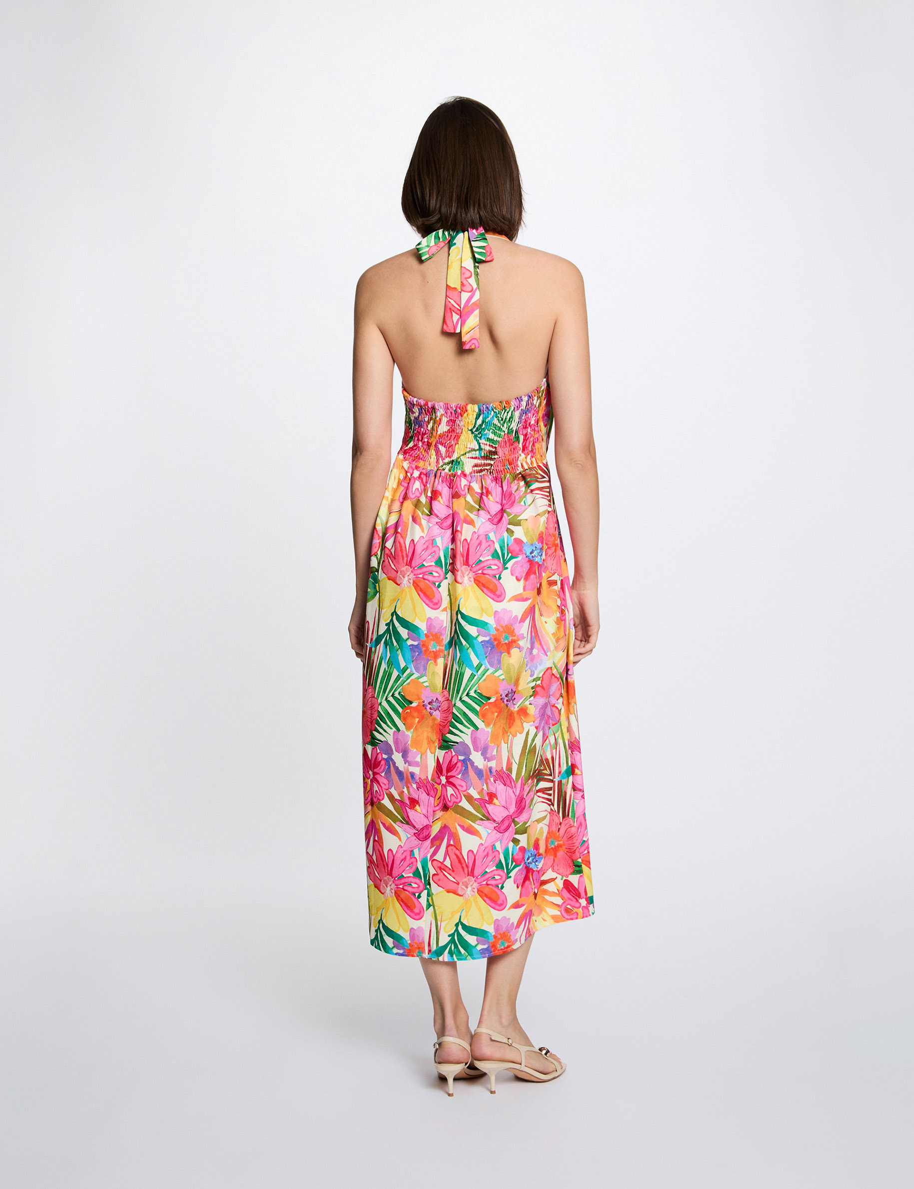 Flowy patterned dress multicolor women