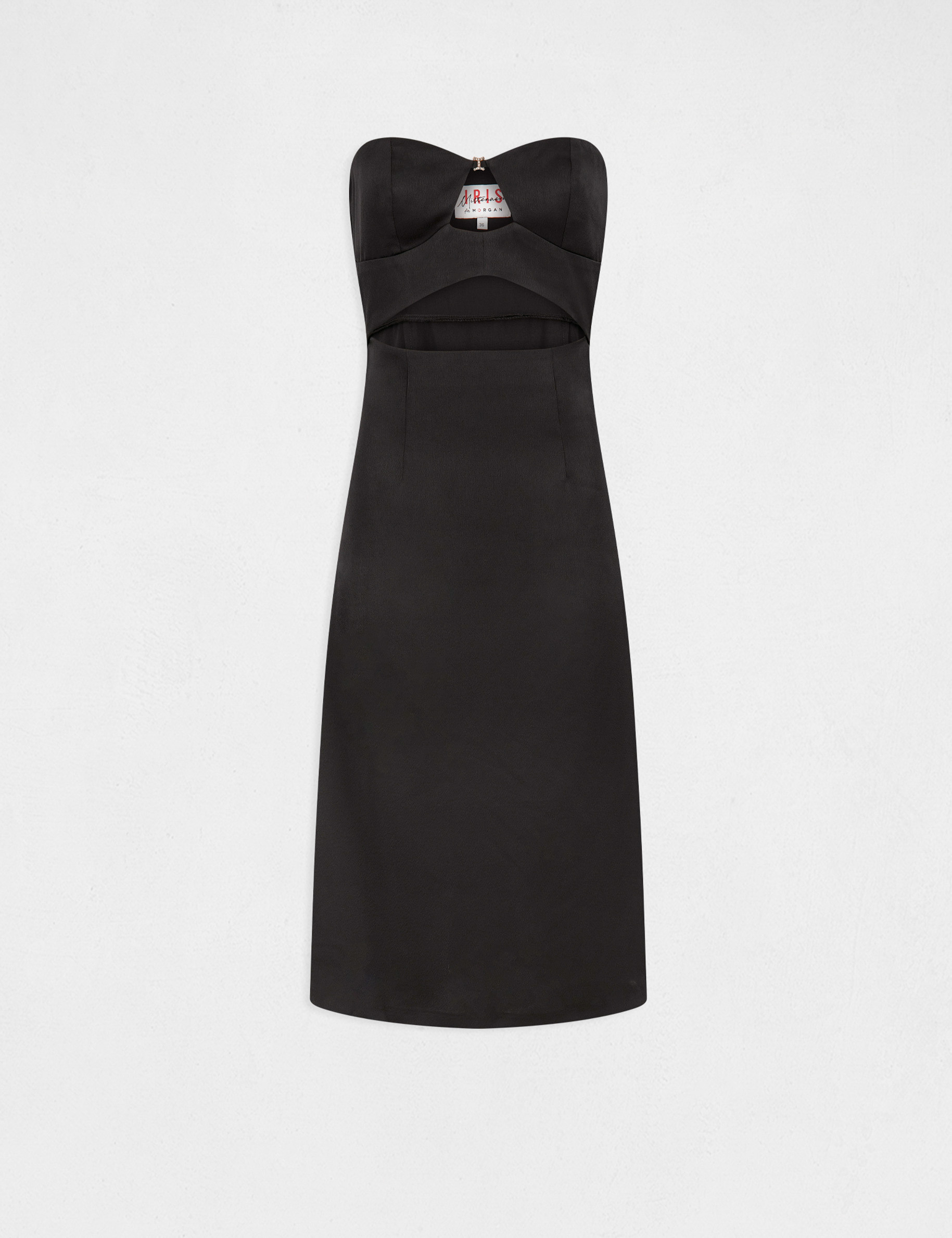 Sleeveless midi A-line dress black ladies'