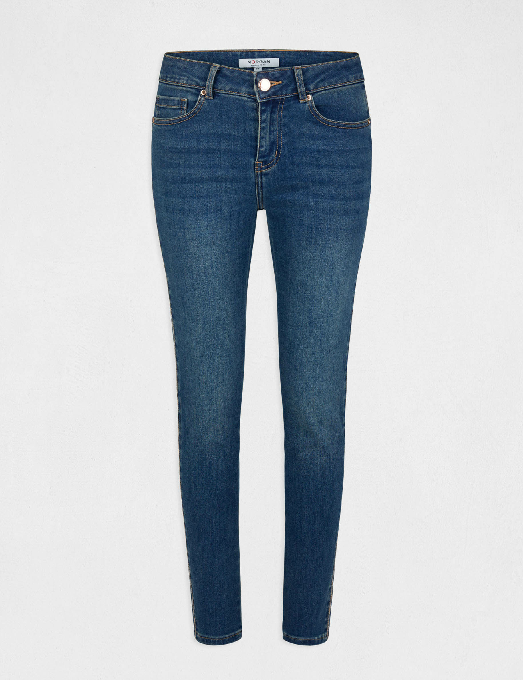 Slim jeans with rhinestones strips stone denim ladies'