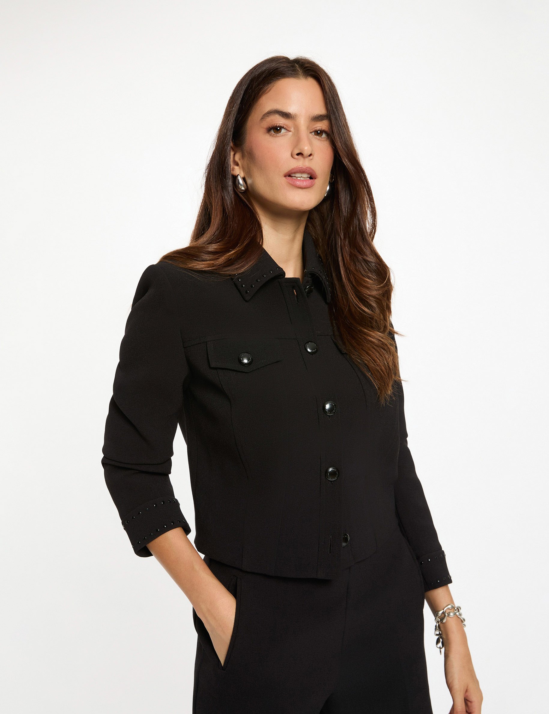 studded cropped jacket black women Studded cropped jacket black women