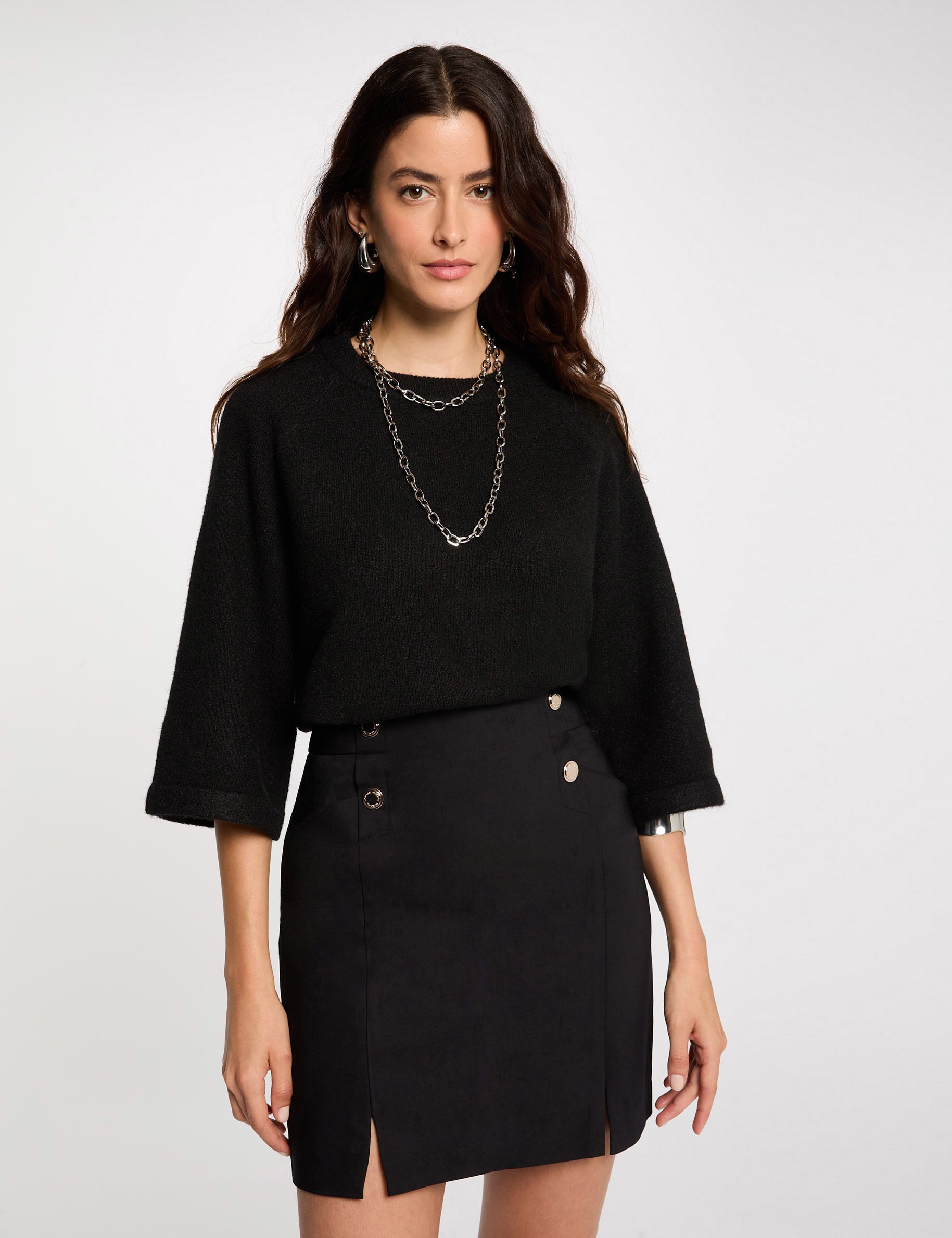 mini skirt with buttons black women Mini skirt with buttons black women