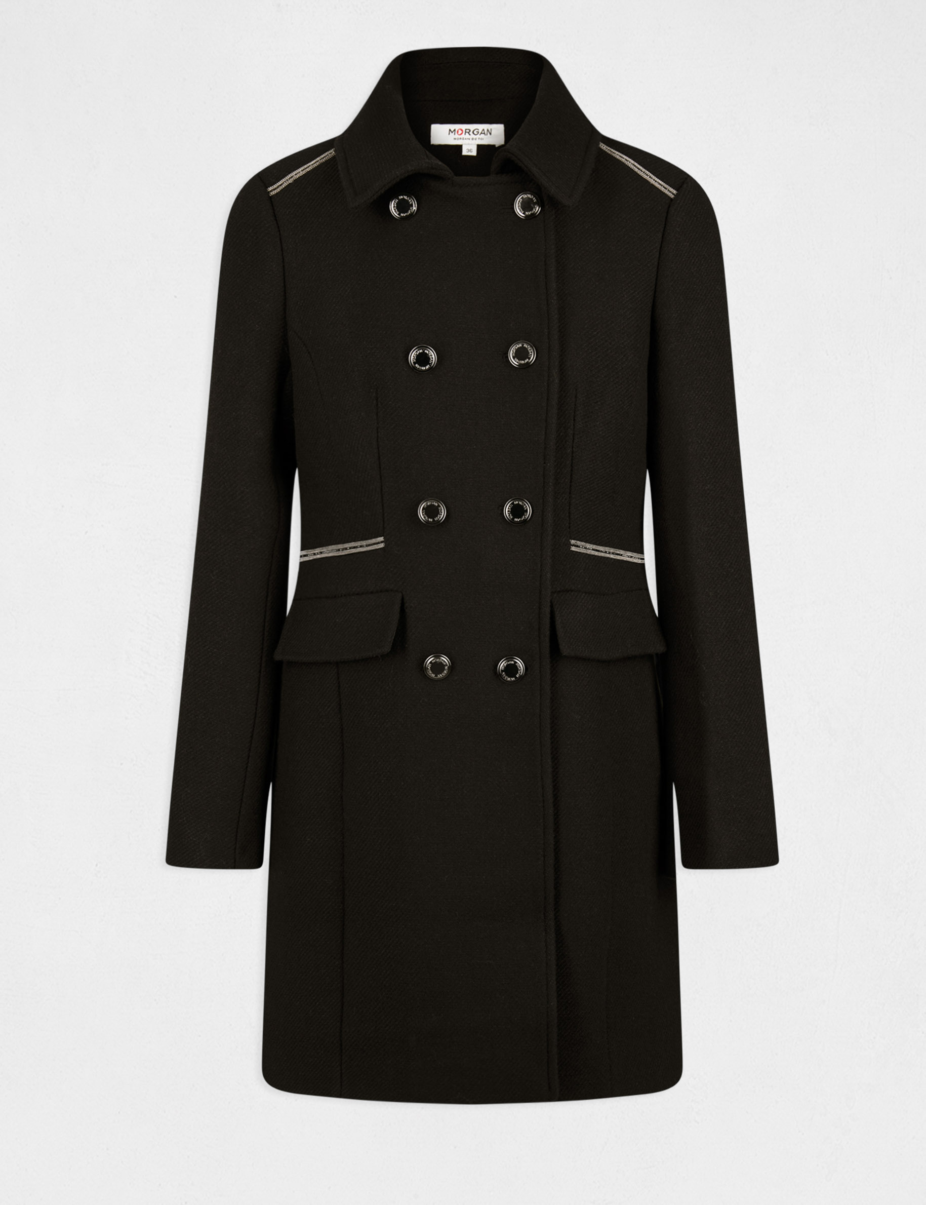A-line coat with jewelled details black ladies'