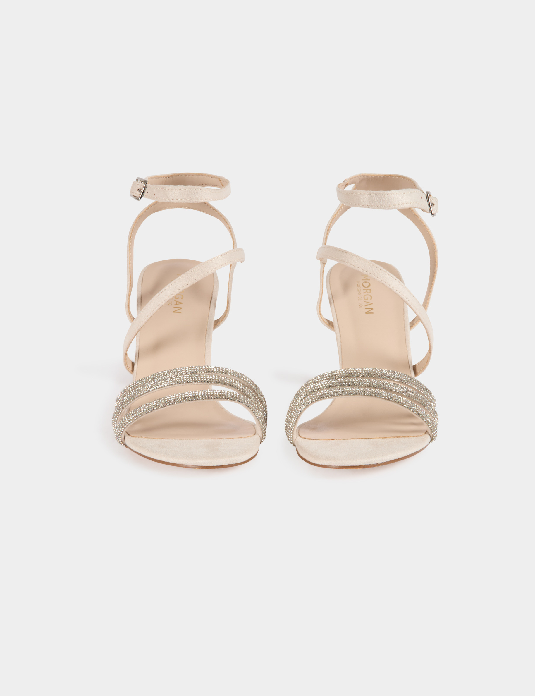 Sparkly sandals beige women
