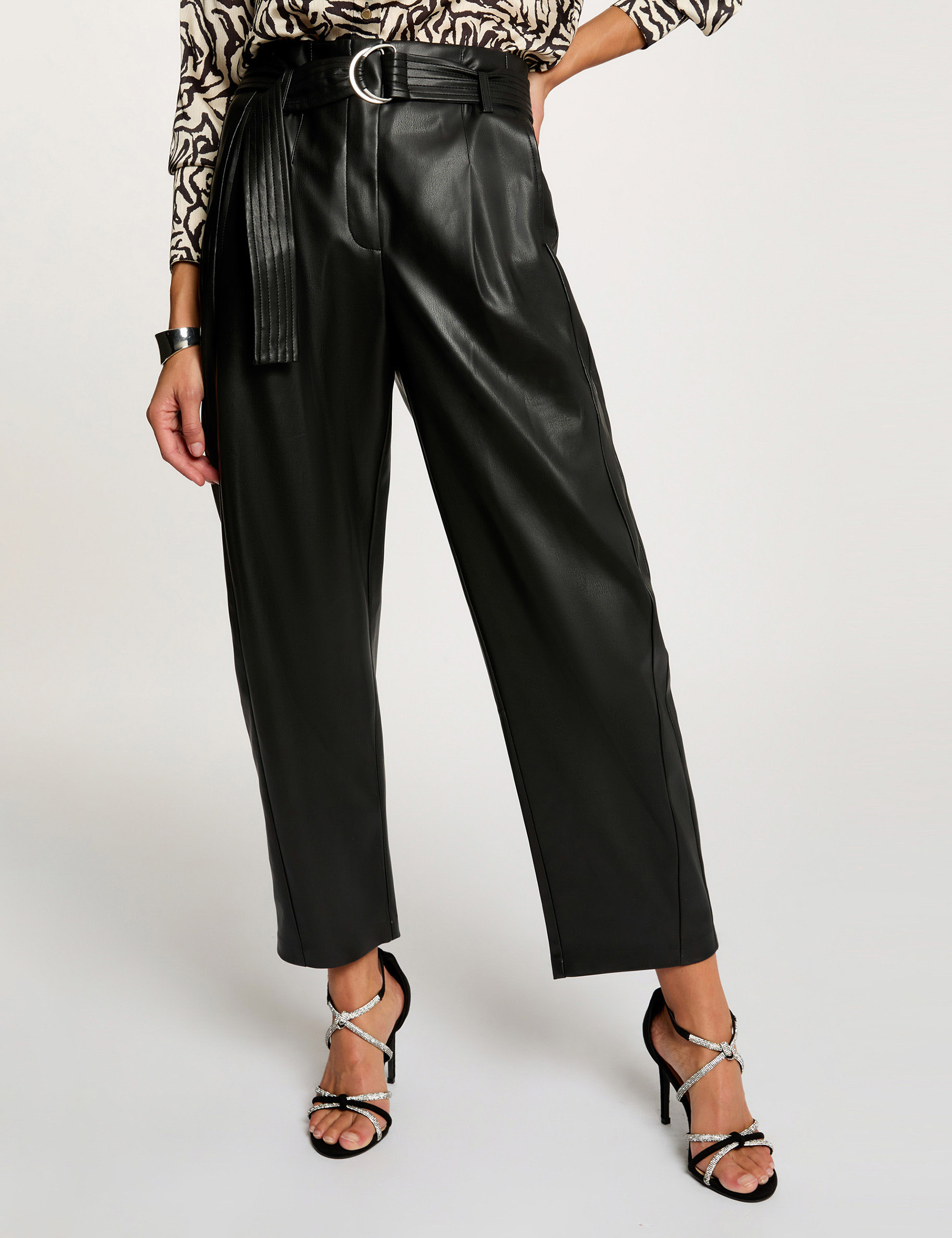 High-waisted wide trousers black women