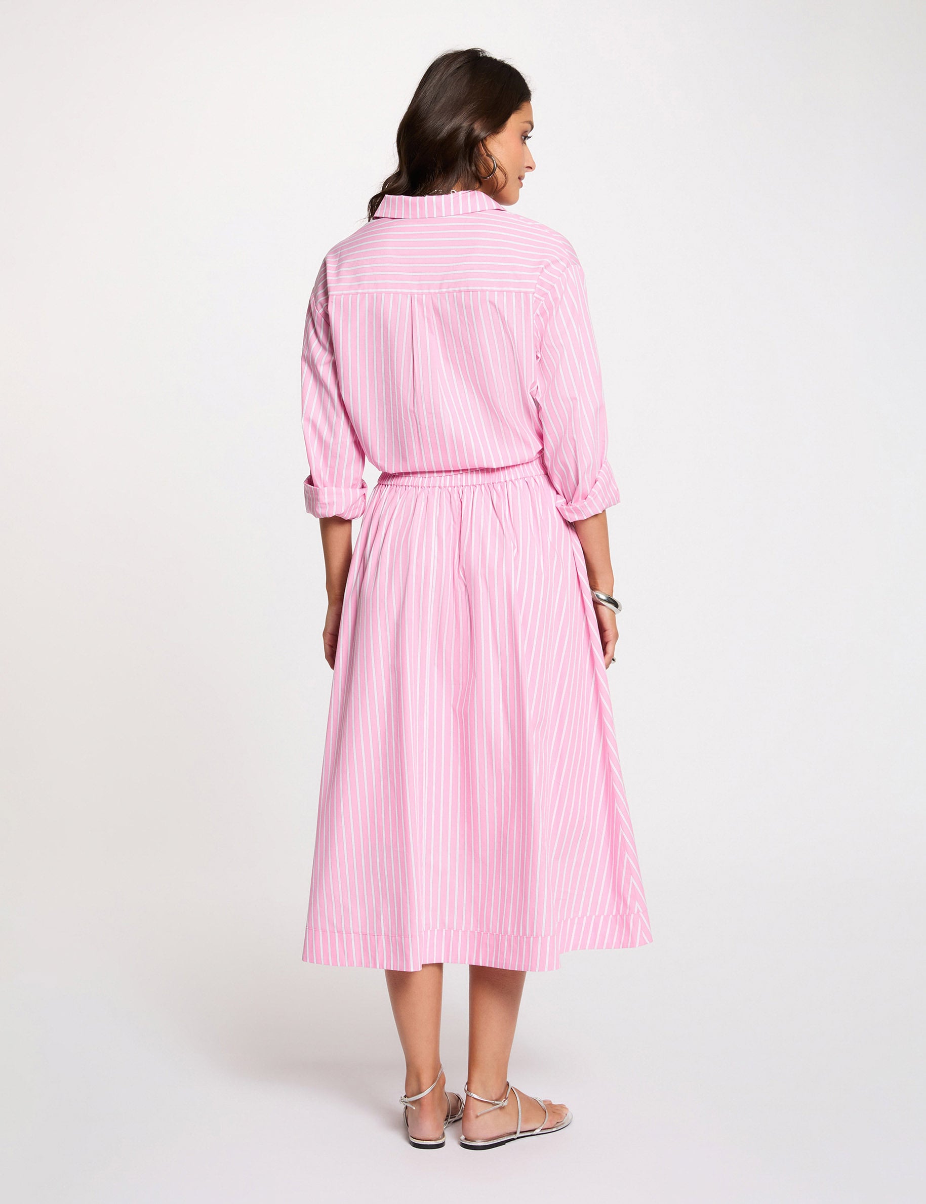 Oversized striped shirt pink women