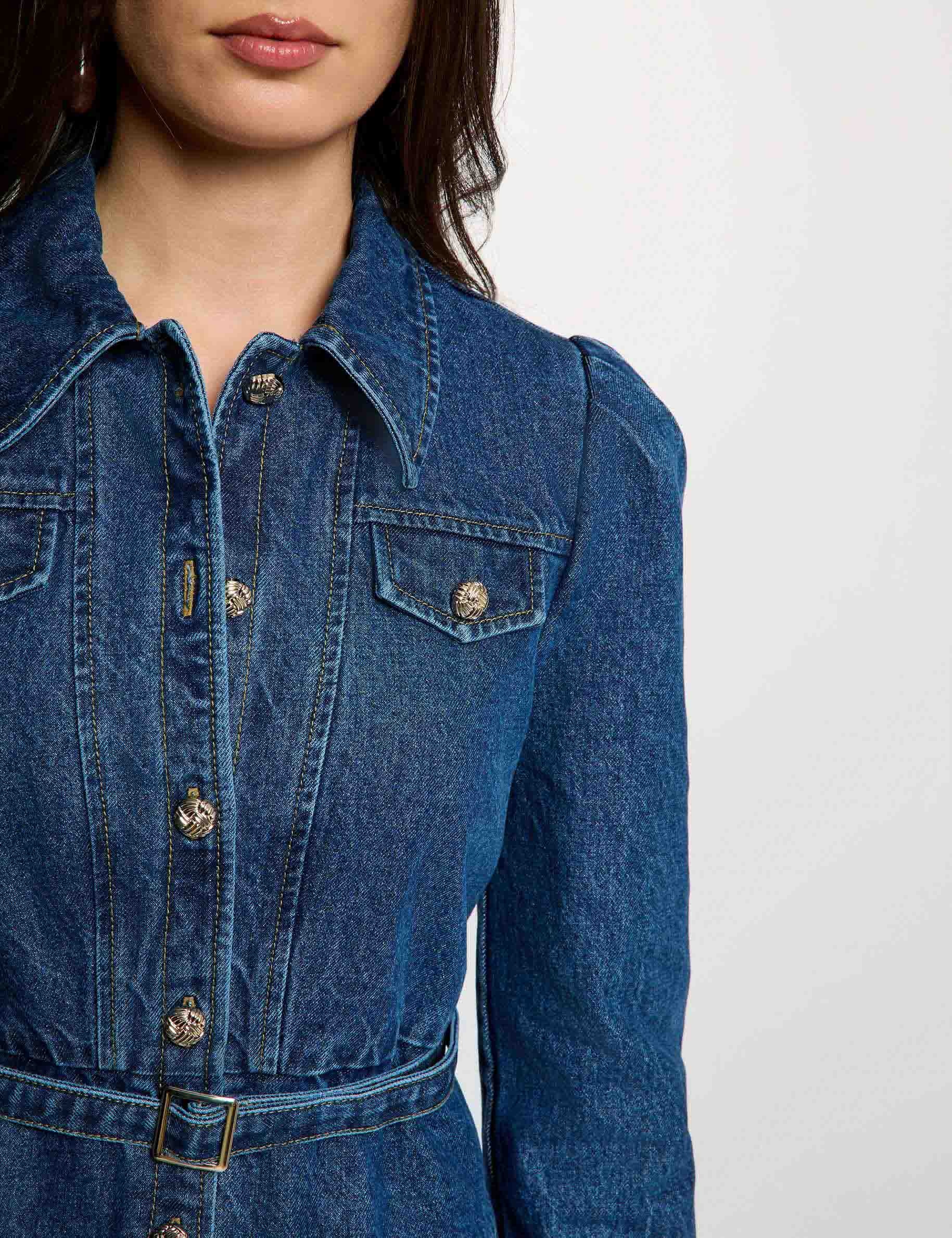 Belted denim jacket denim stone women