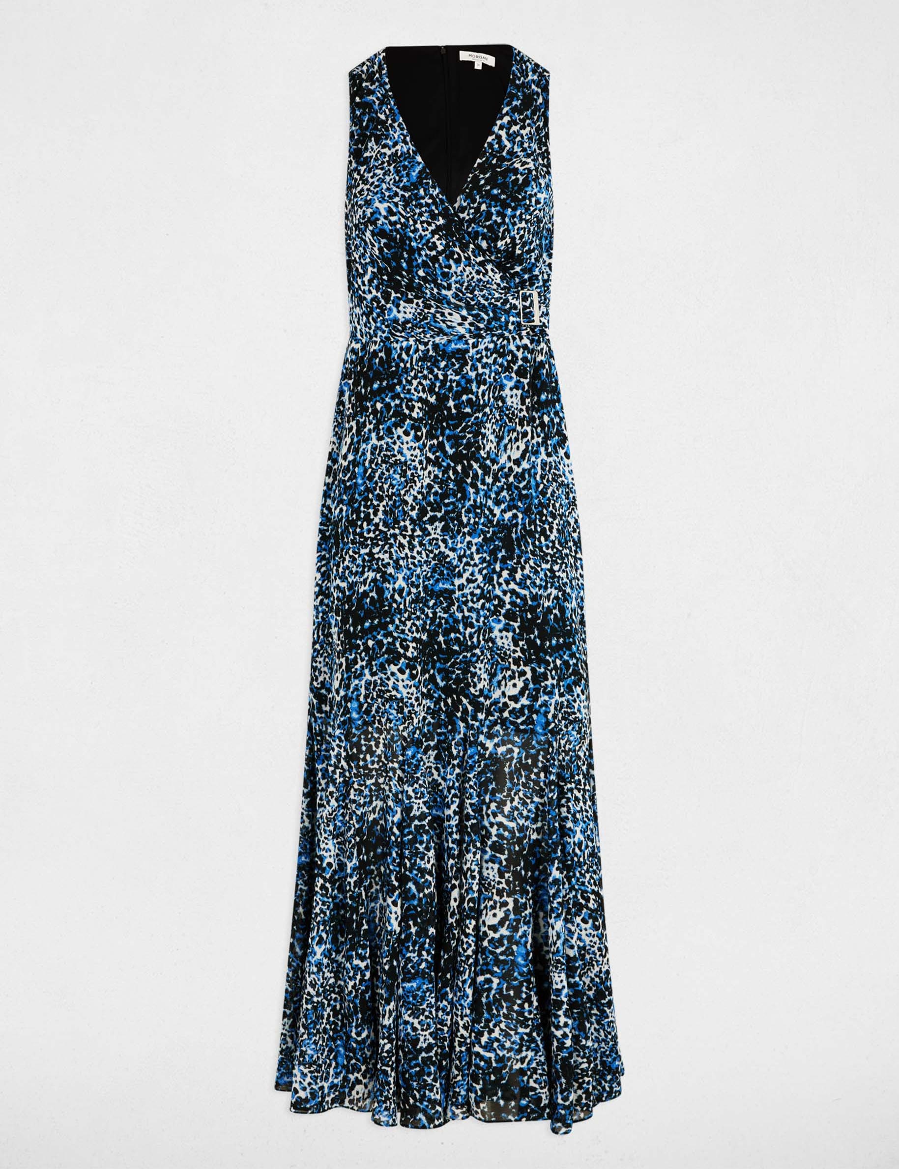 Robe longue droite imprimée multicolore femme
