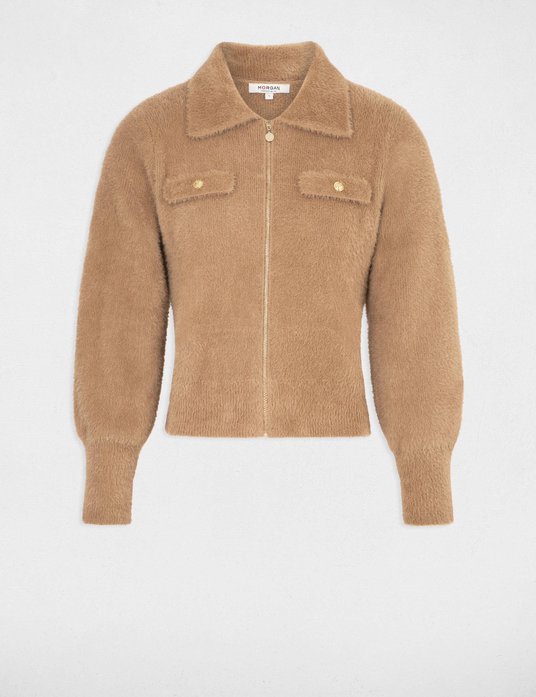 long sleeved cardigan with lapel collar camel women Long-sleeved cardigan with lapel collar camel women