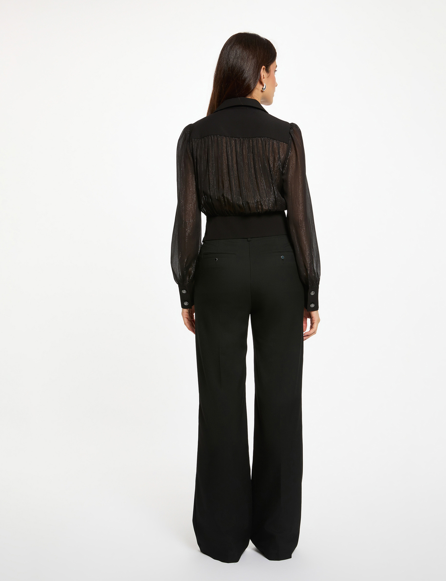 Fitted top with notched collar black women