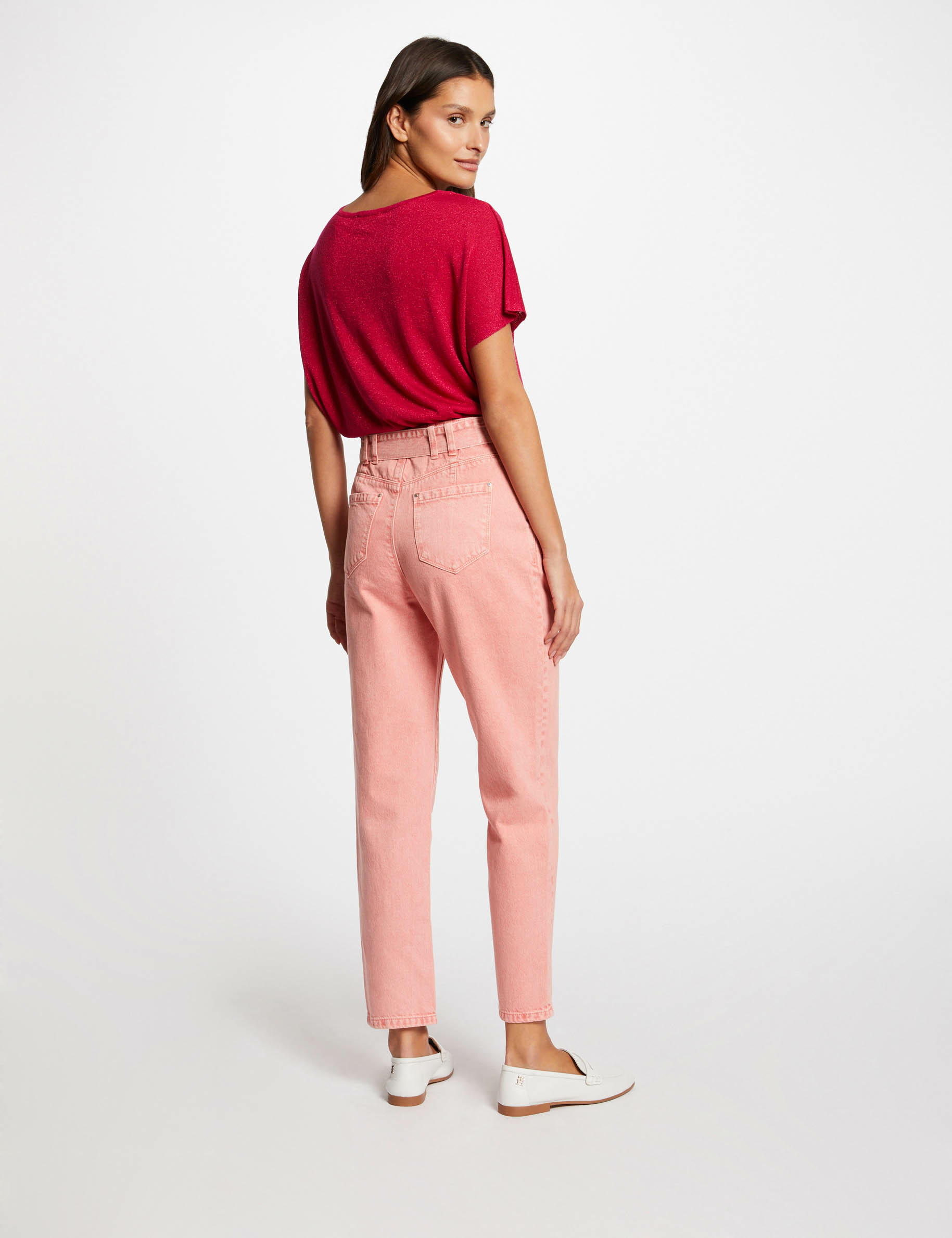jumper v neck short sleeves medium pink women Jumper V-neck short sleeves medium pink women