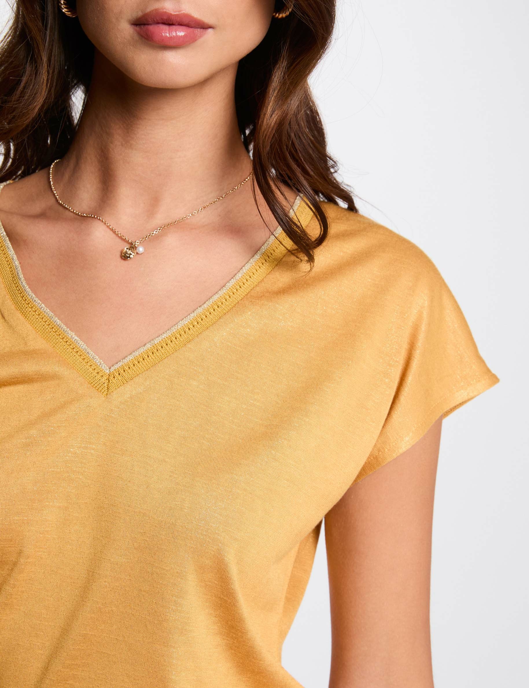 Short-sleeved t-shirt mustard yellow women