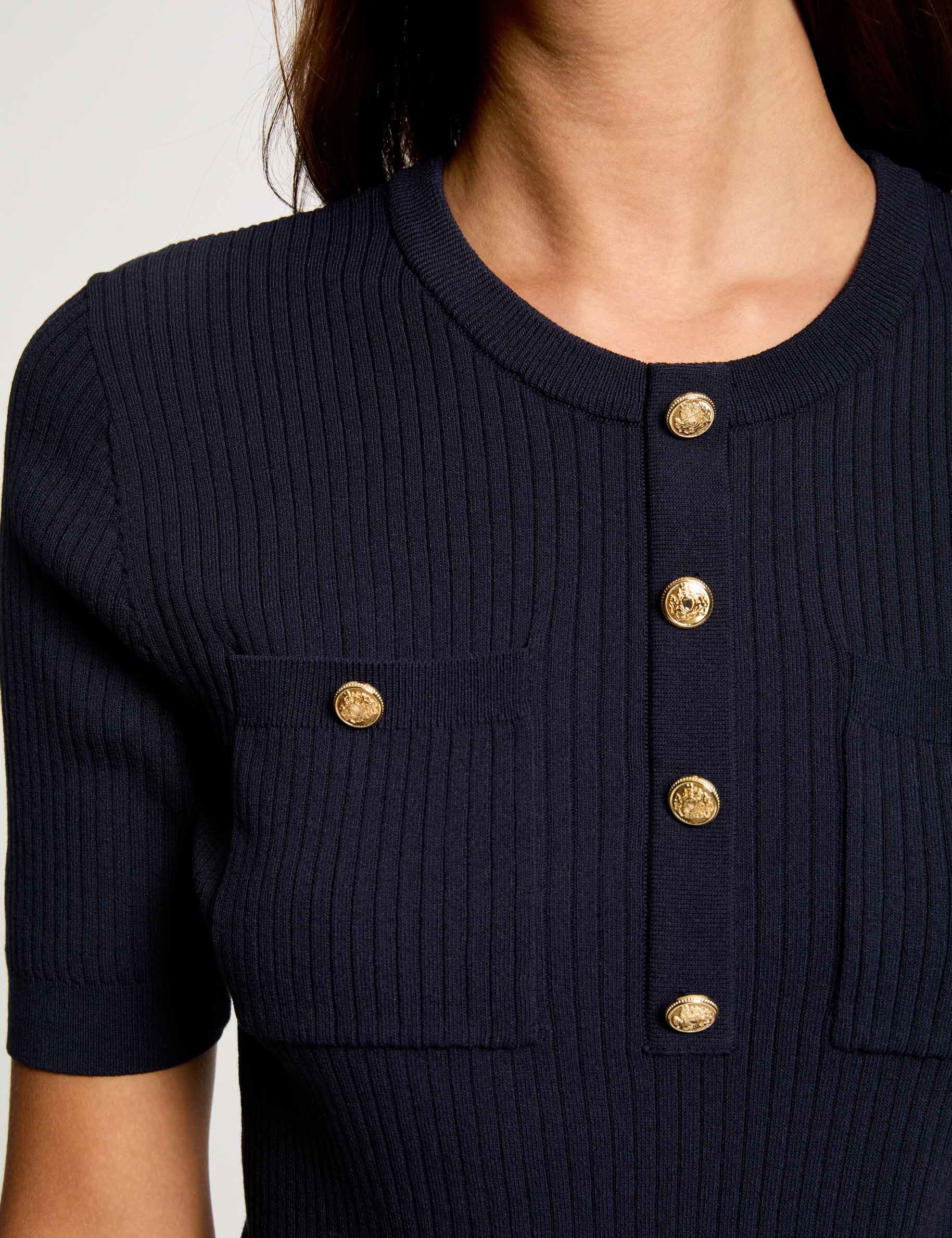 pull manches courtes col rond bleu marine femme Pull manches courtes col rond bleu marine femme