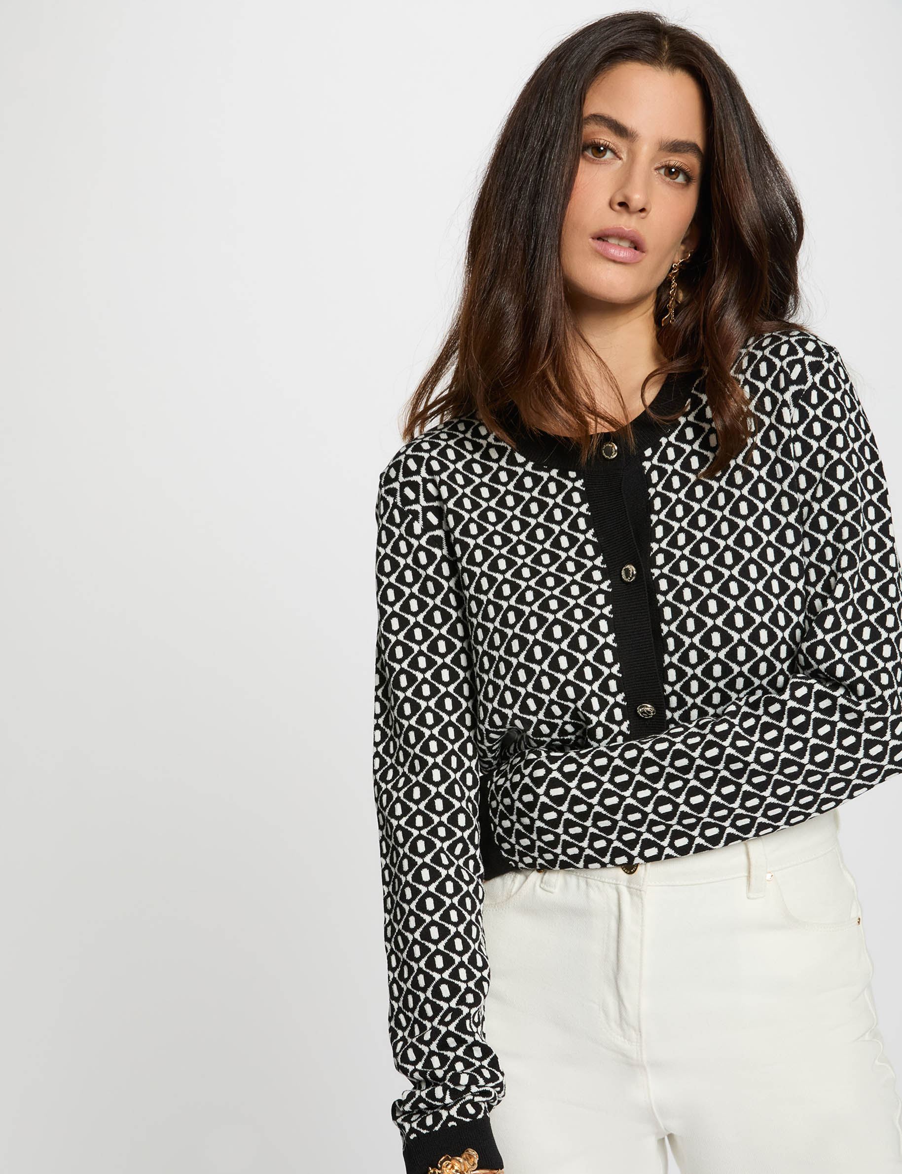 gilet court jacquard noir femme Gilet court jacquard noir femme