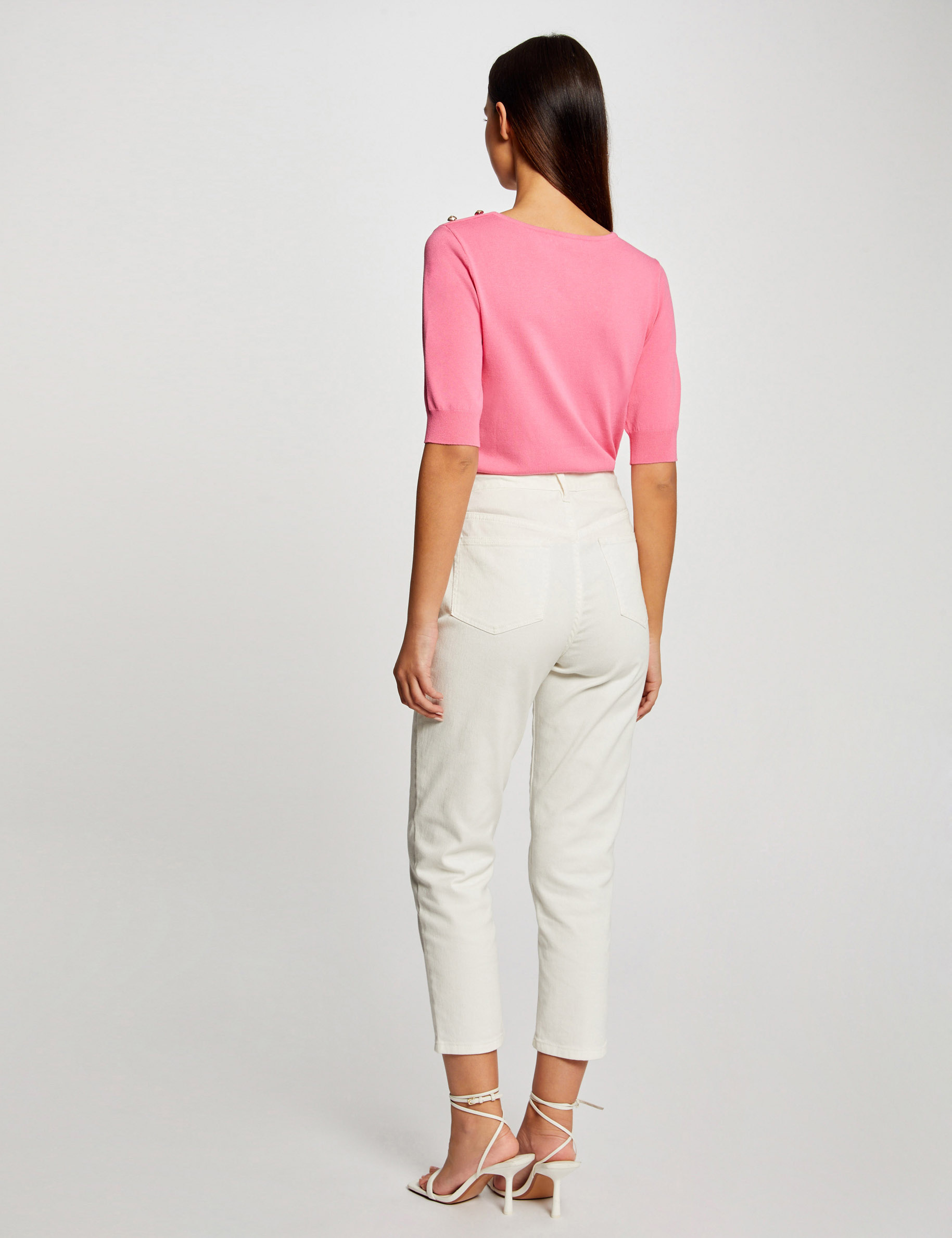 3/4-length sleeved jumper with buttons pink ladies'