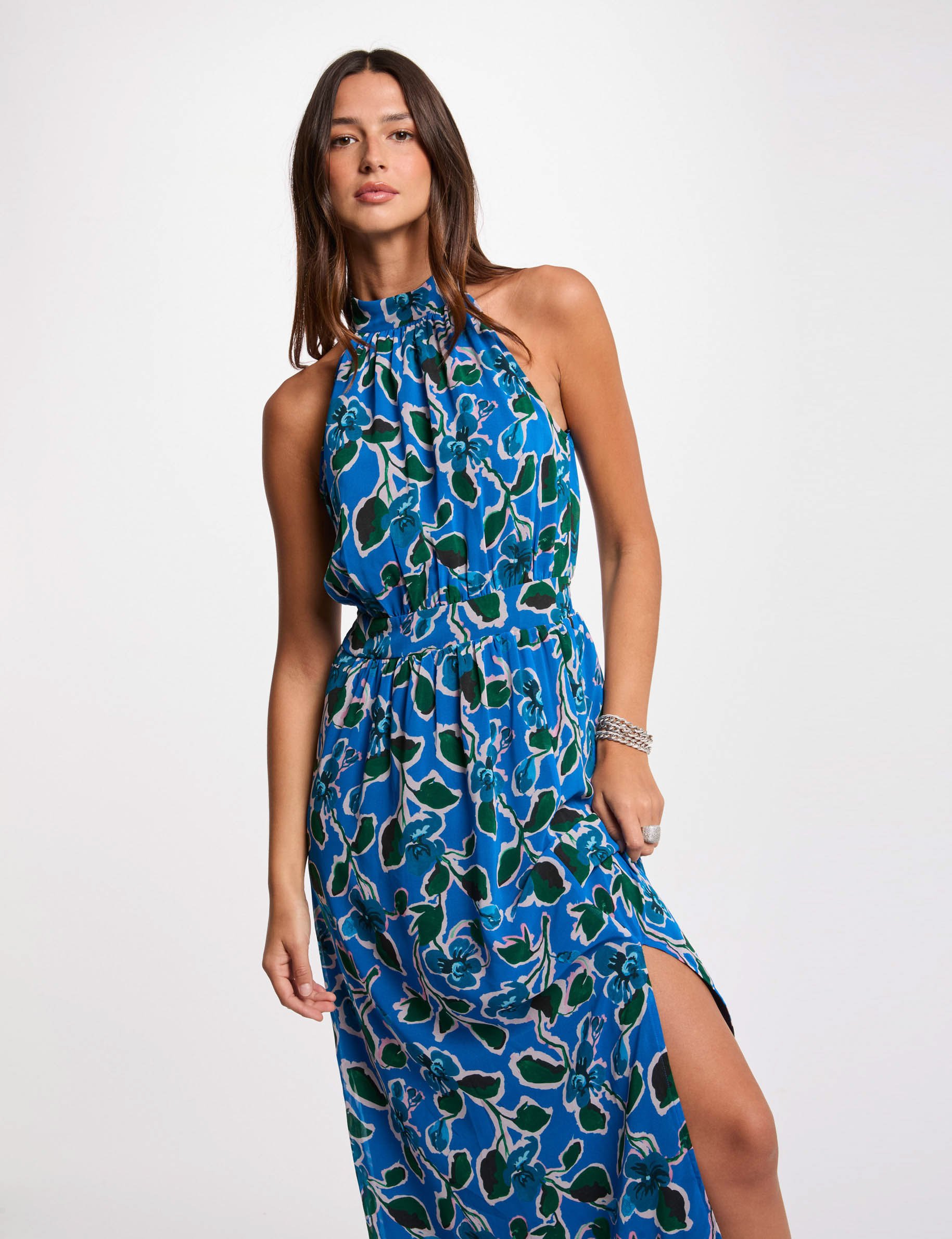 robe longue evasee imprimee multicolore femme Robe longue évasée imprimée multicolore femme