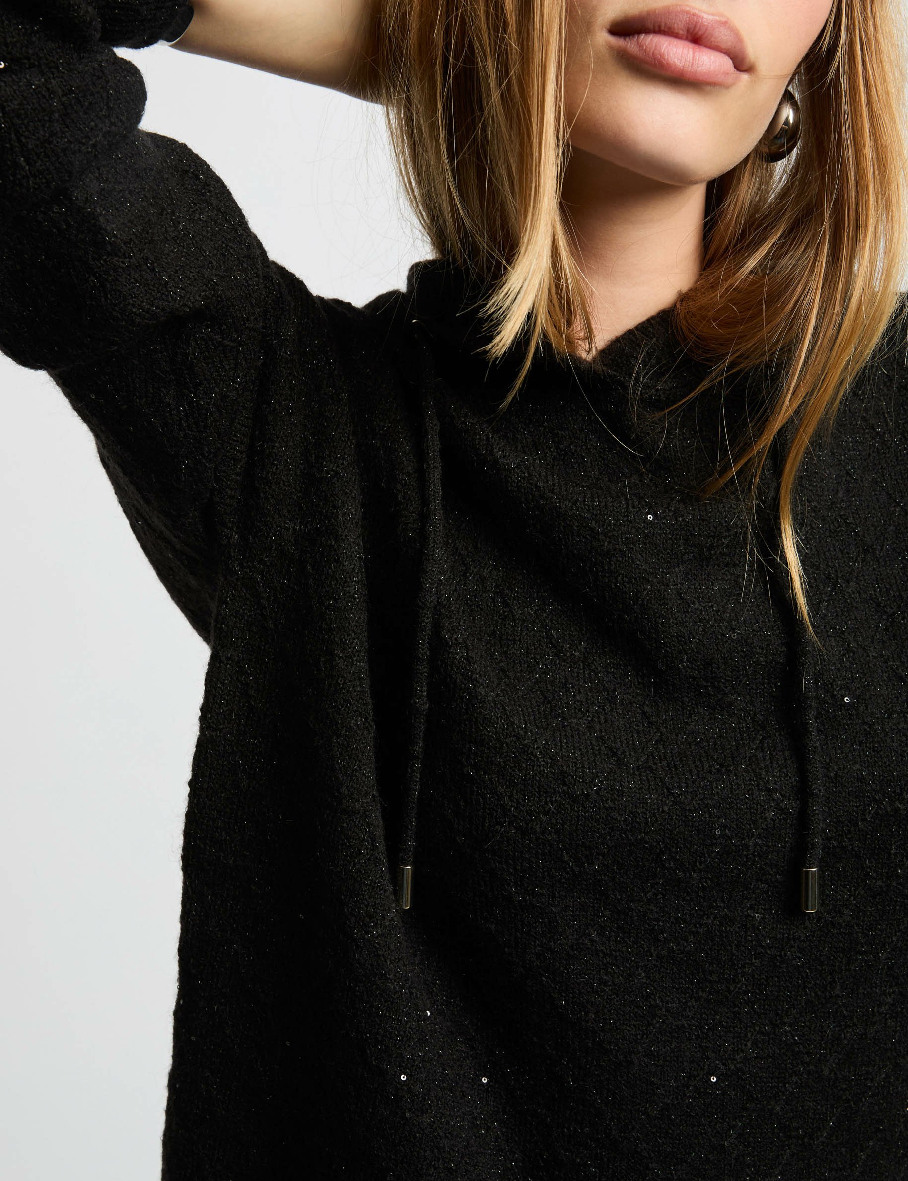 pull col a capuche noir femme Pull col à capuche noir femme
