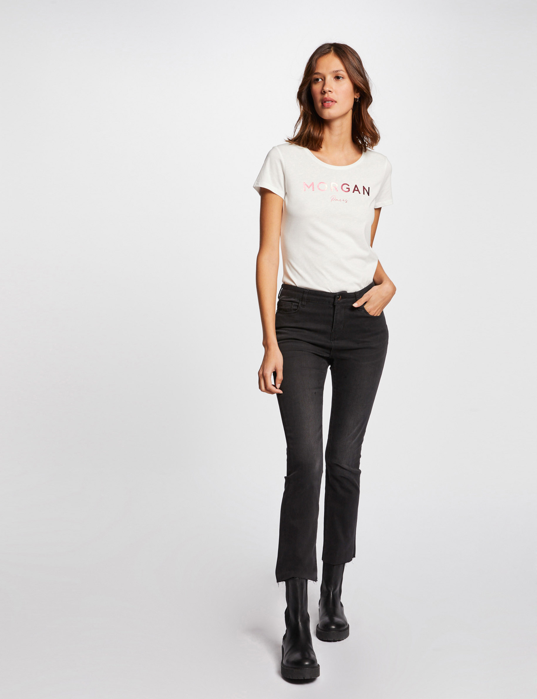Short-sleeved t-shirt with message coral ladies' Short-sleeved t-shirt with message coral ladies'