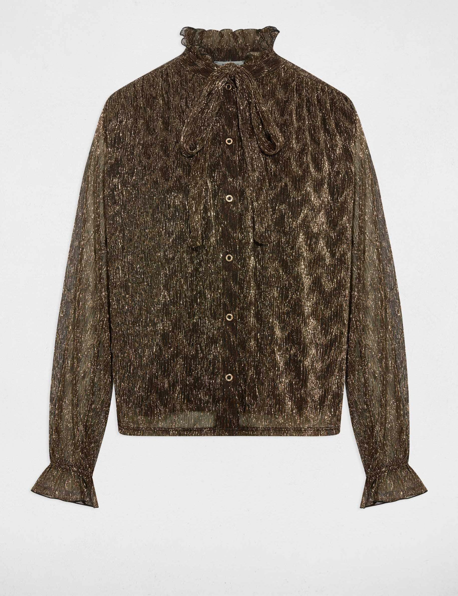 T-shirt col lavallière jaune or femme