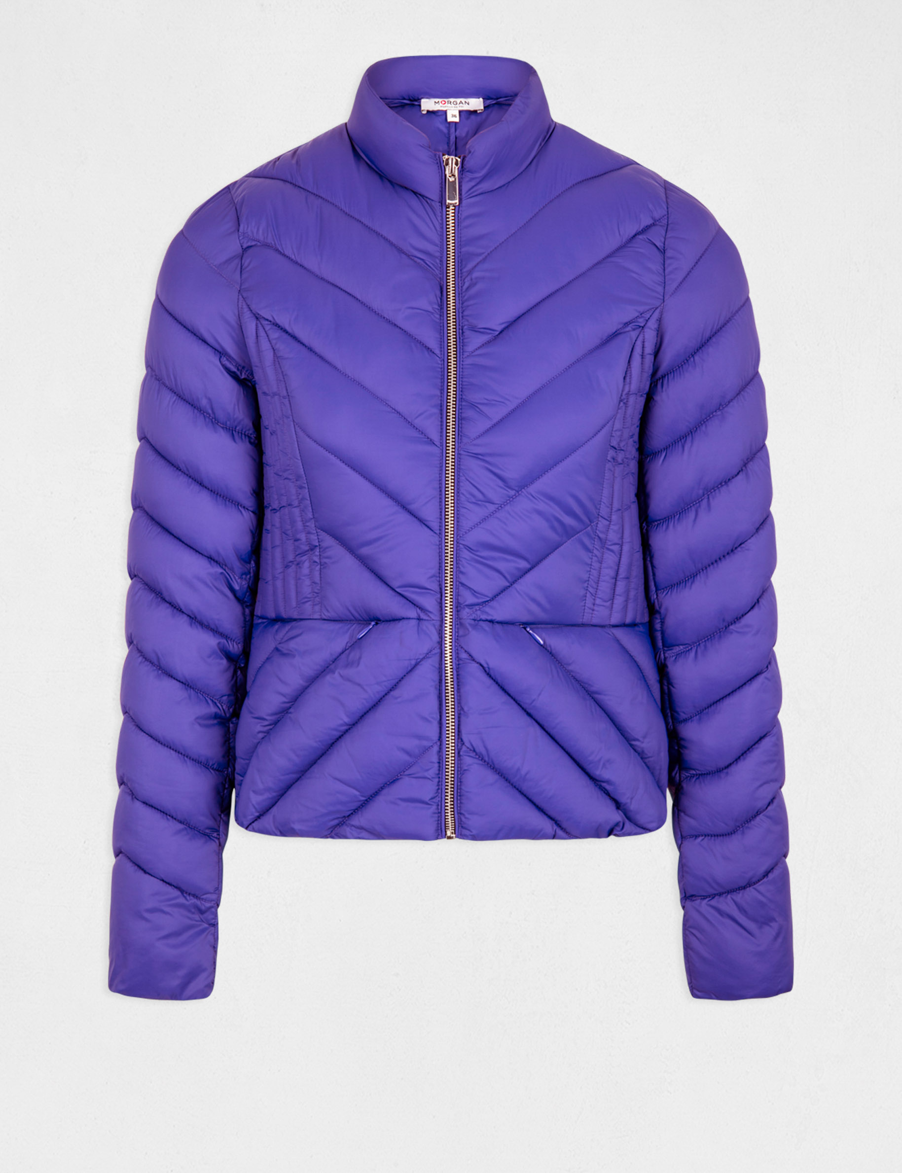 Straight zipped padded jacket purple ladies'