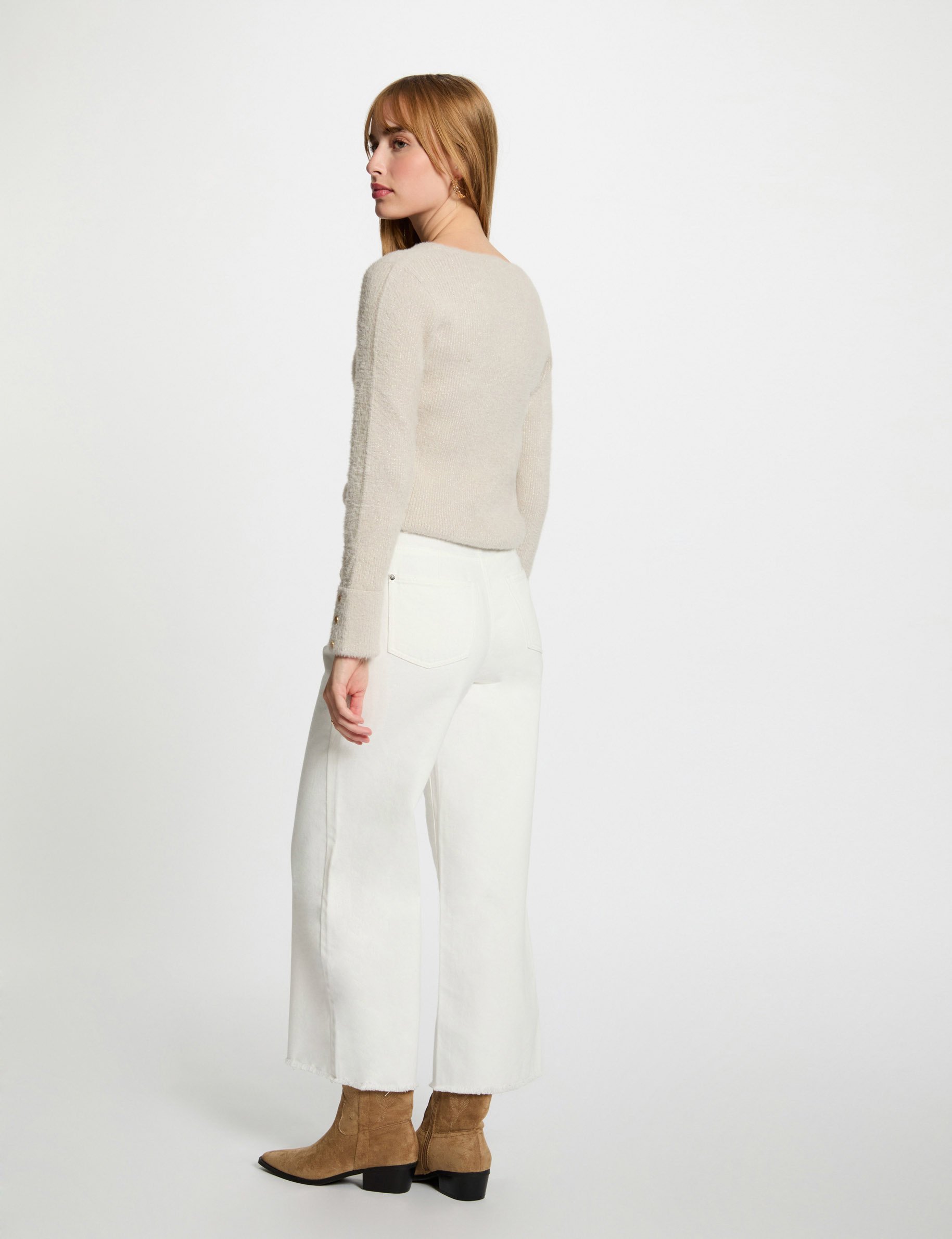 pull manches longues avec col en v sable femme Pull manches longues avec col en V sable femme