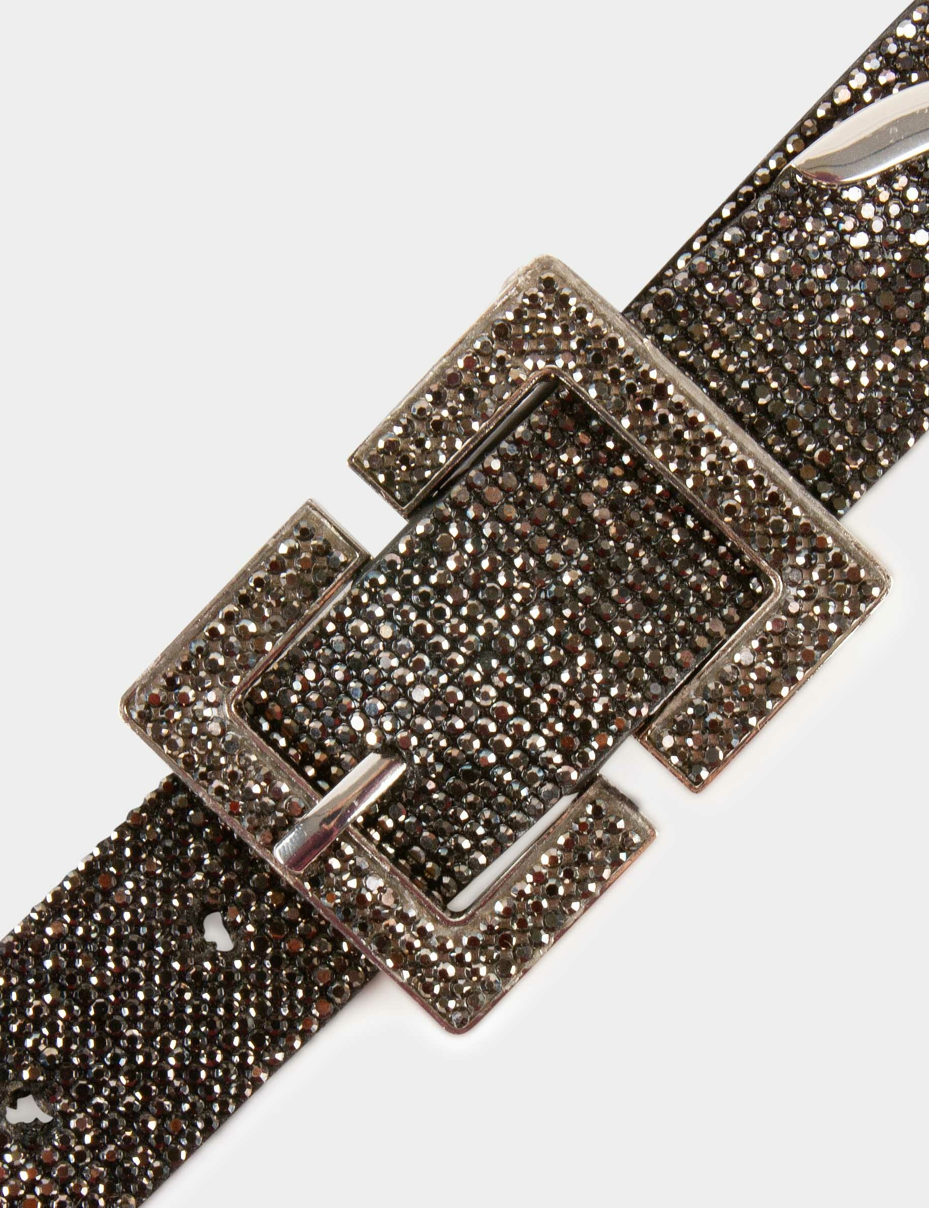 Belt with rhinestones mid-grey ladies'