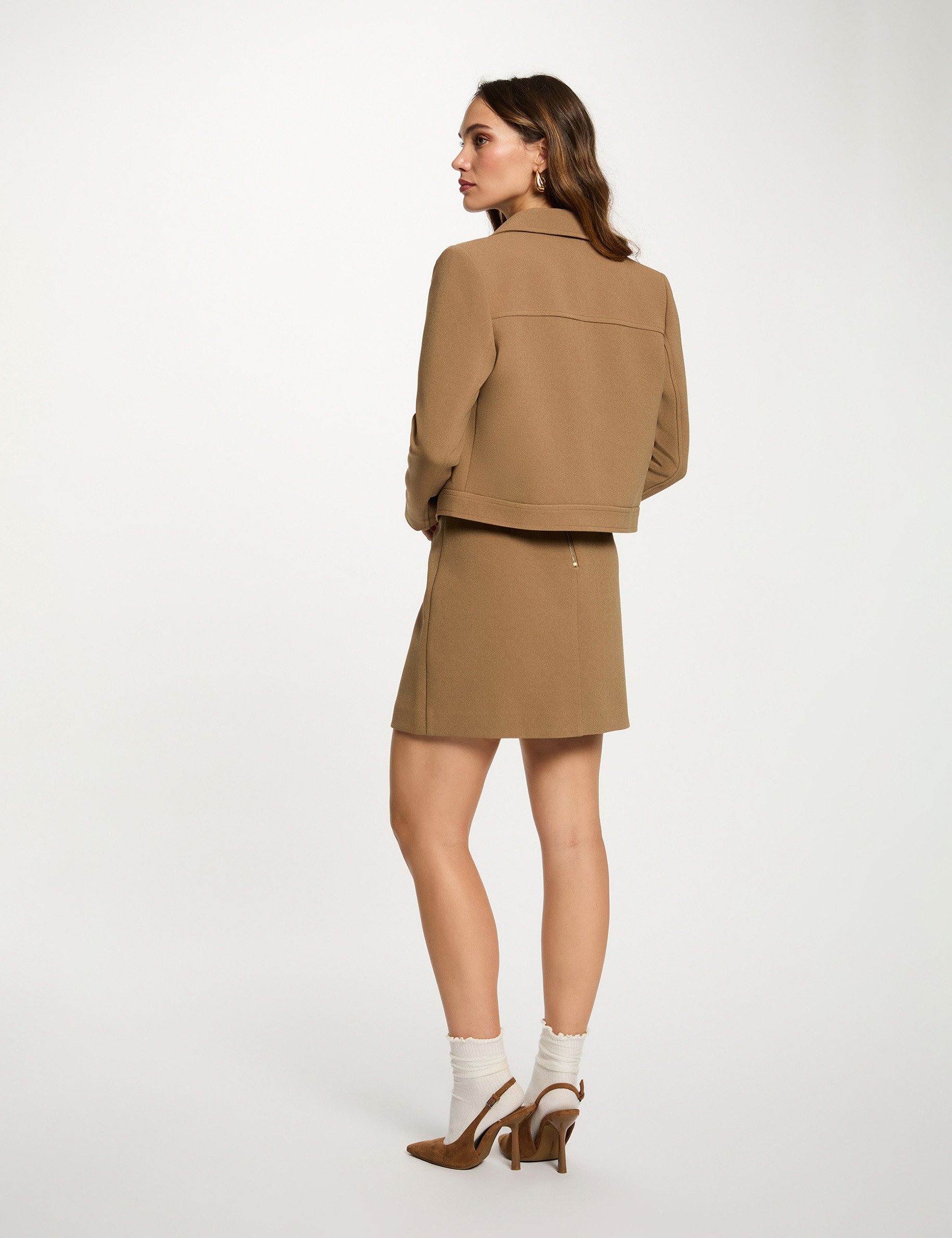 pleated short skirt sand women Pleated short skirt sand women