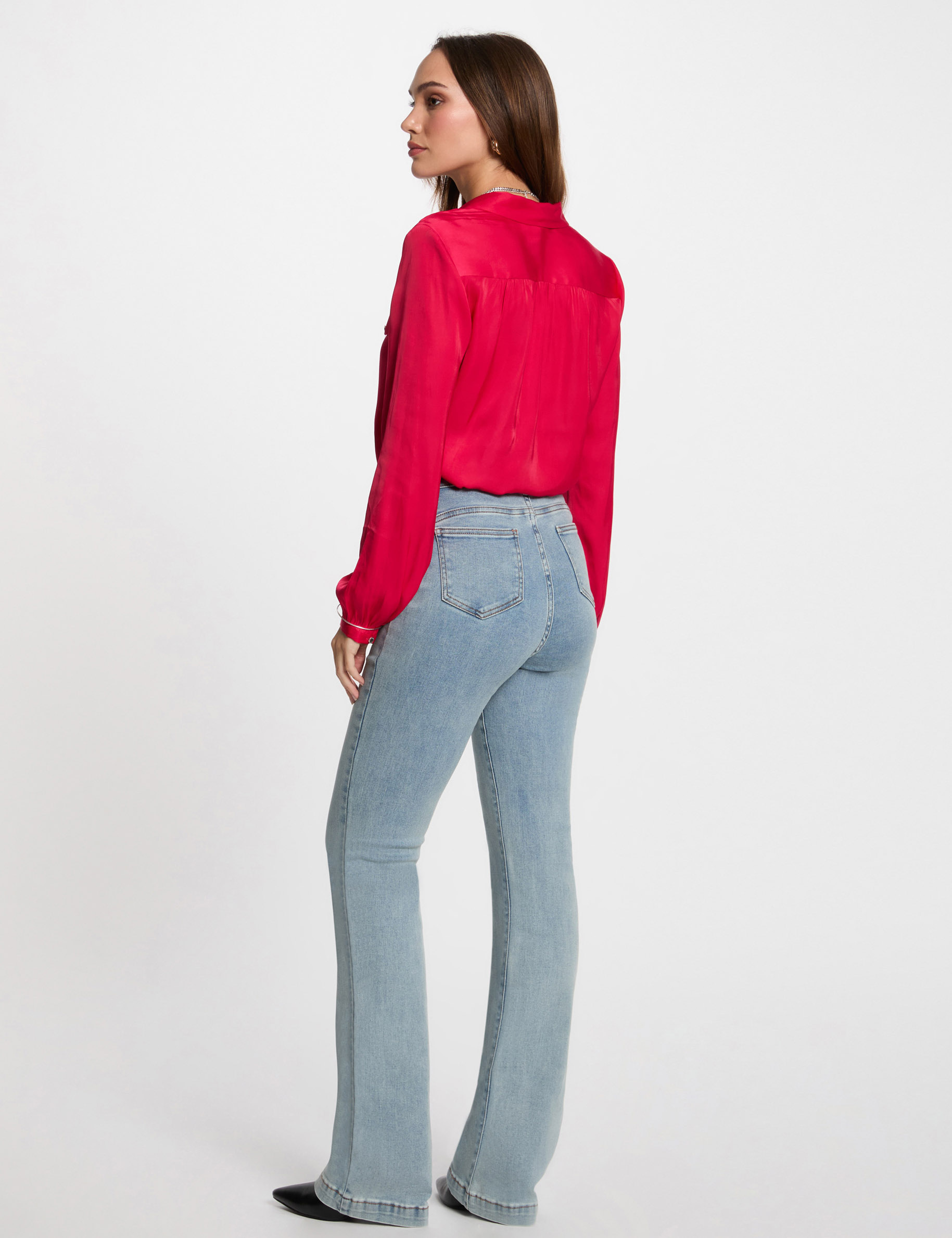 straight jeans with braided details bleach denim women Straight jeans with braided details bleach denim women