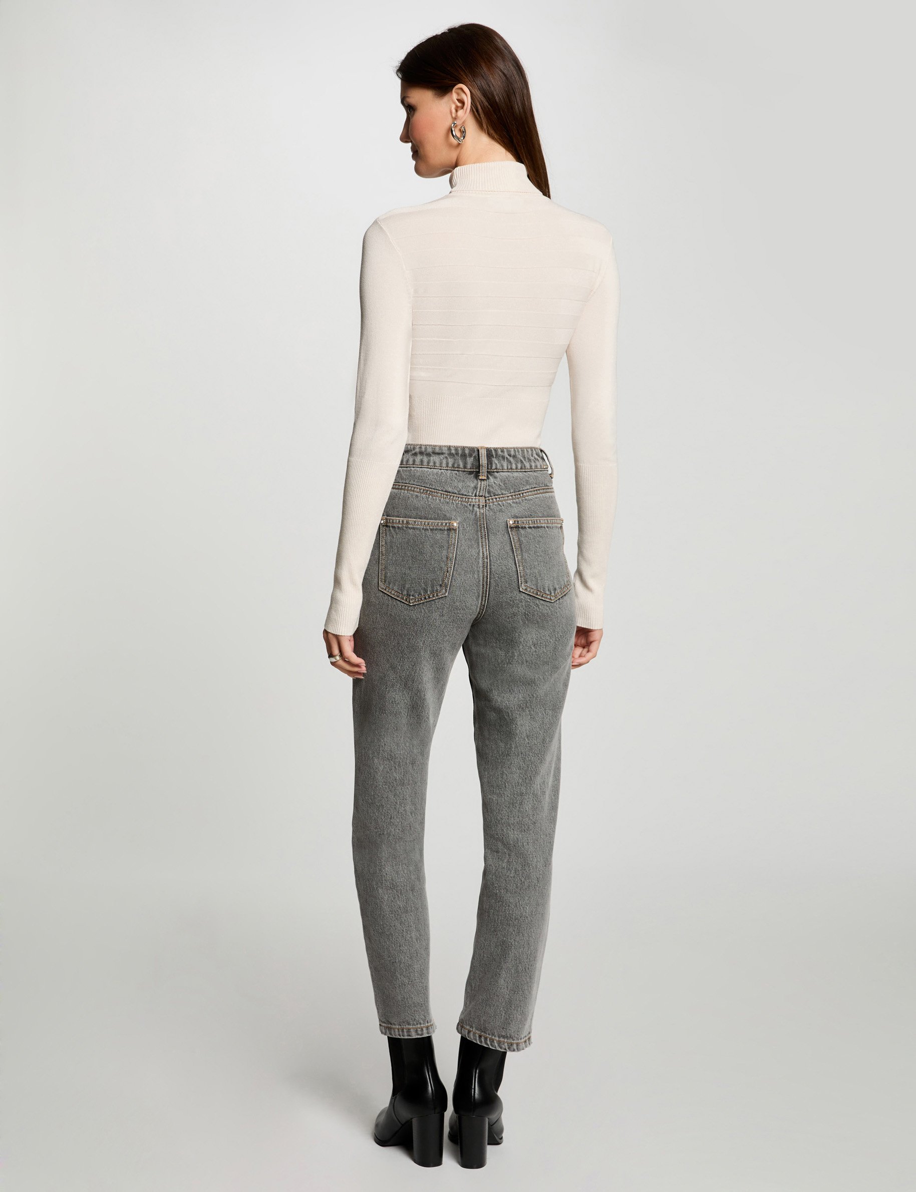 pull col roule ajuste ivoire femme Pull col roulé ajusté ivoire femme