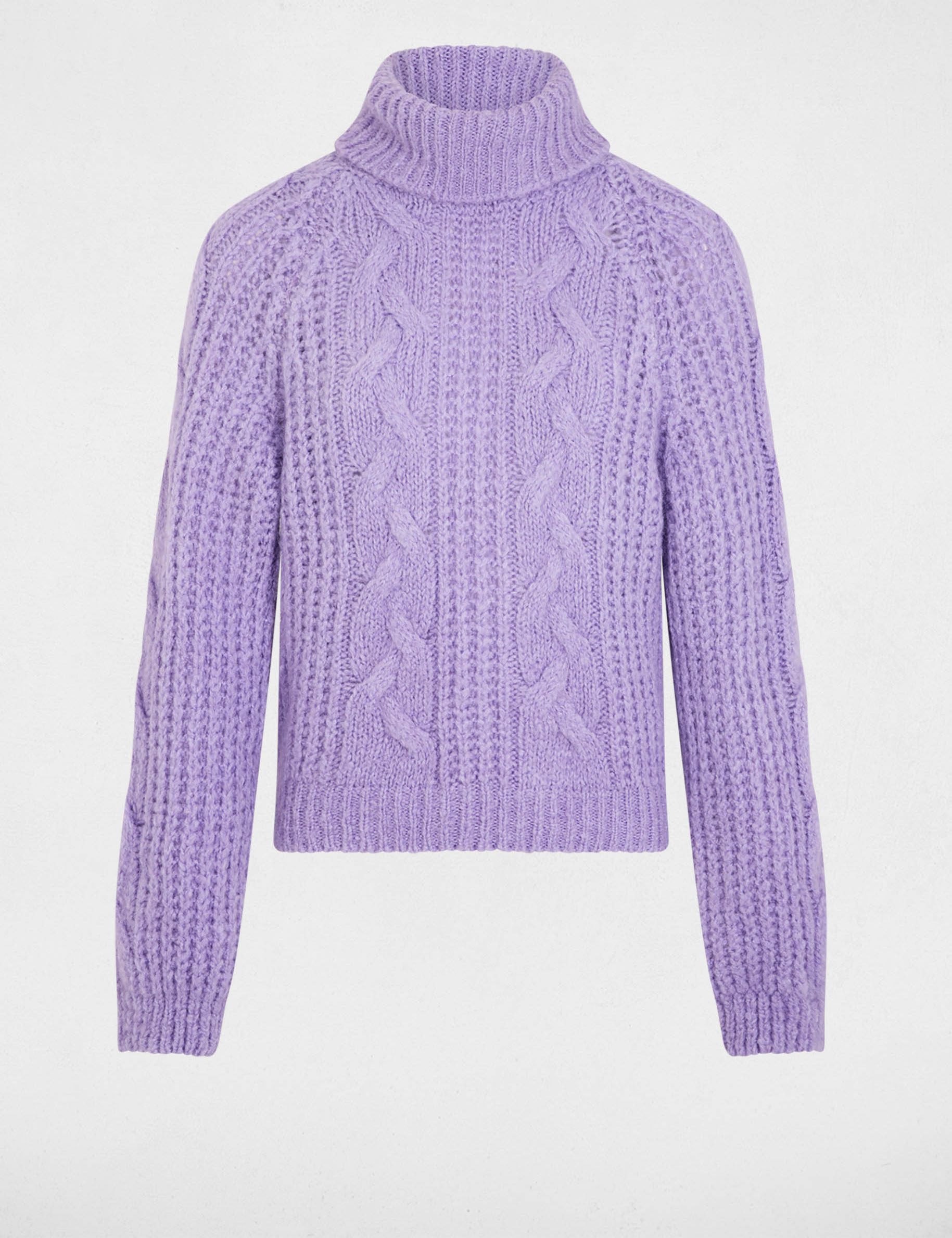 Cable-knit turtleneck sweater parma purple women