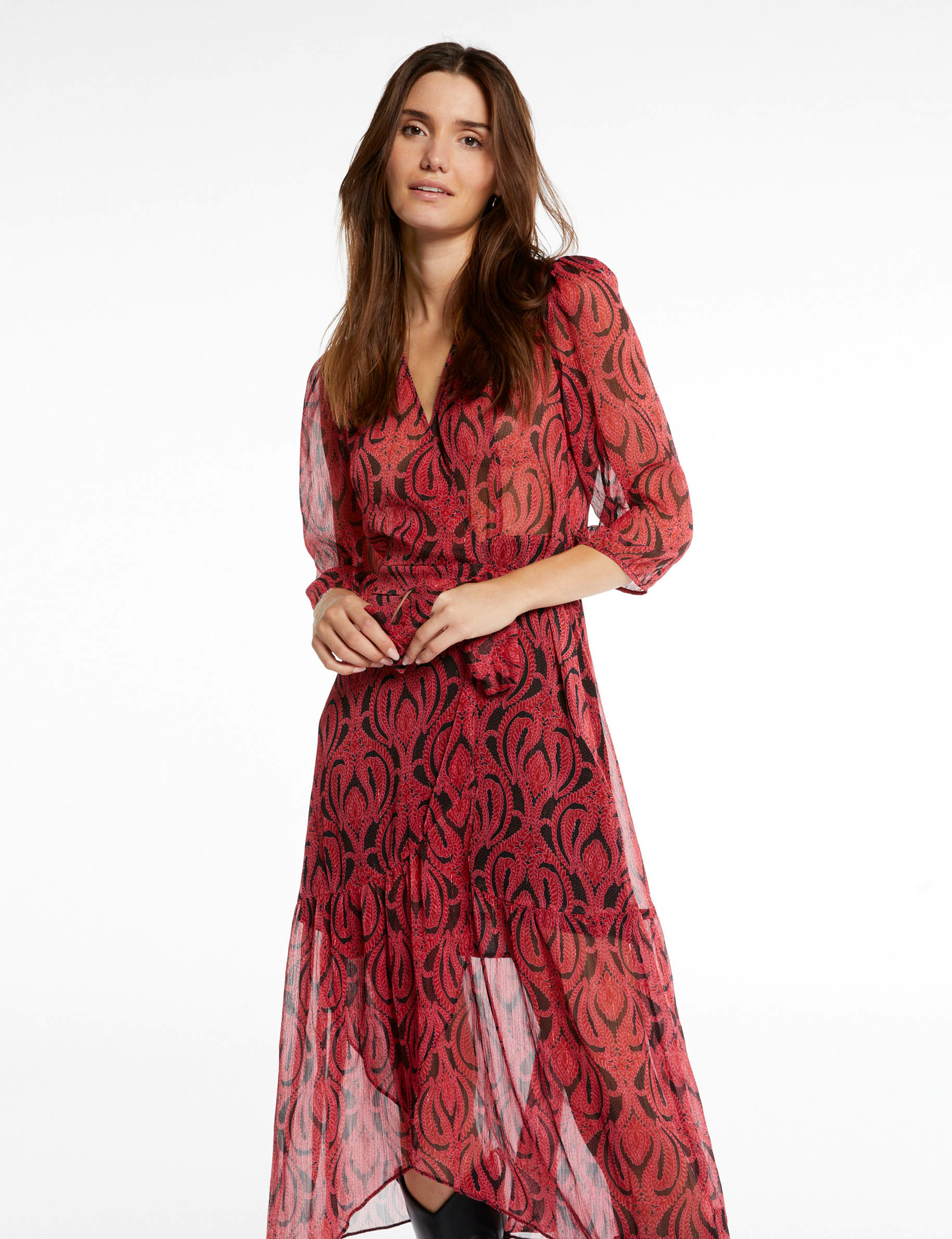 Midi wrap dress with abstract print multico ladies'