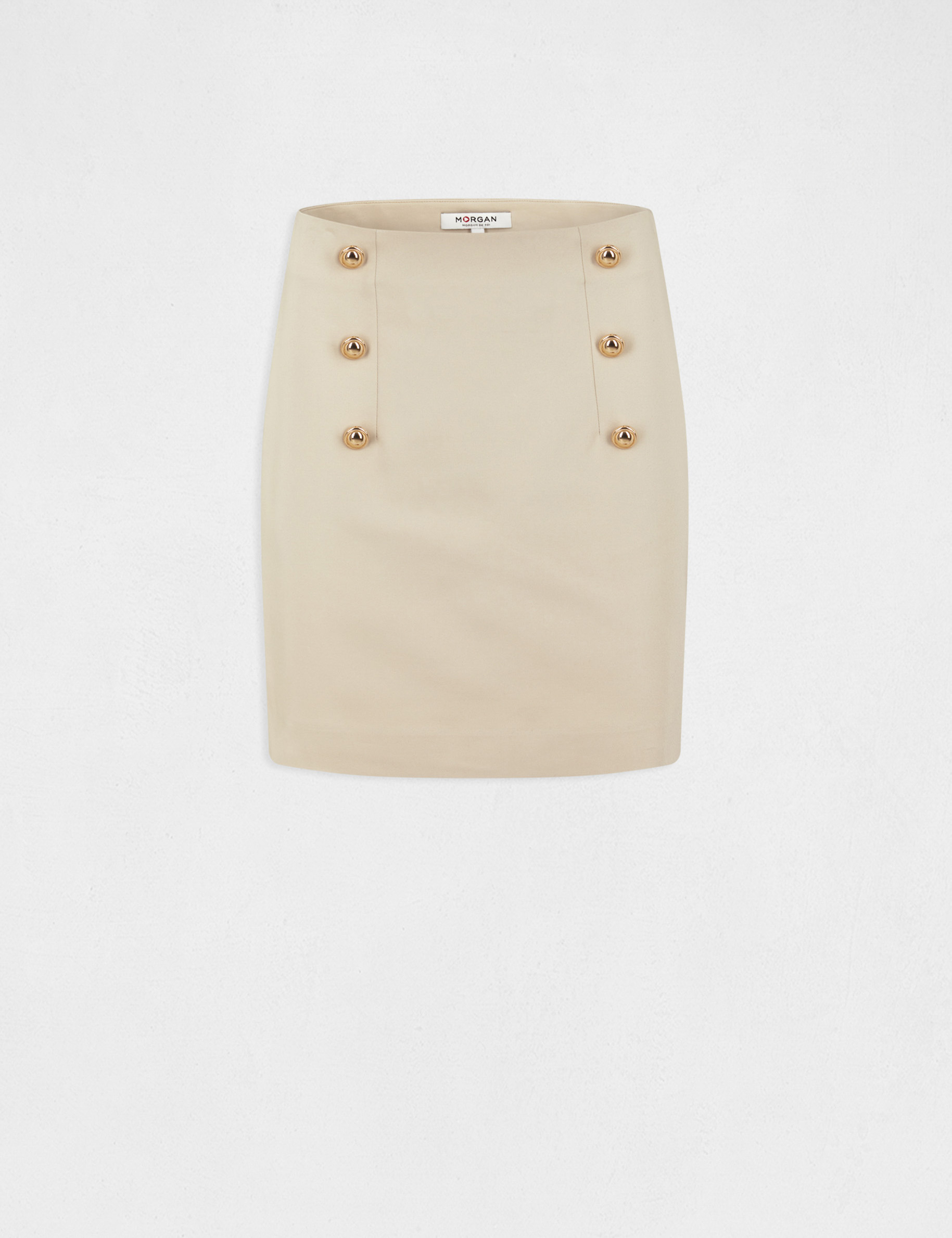 High-waisted straight skirt with buttons medium ecru ladies'