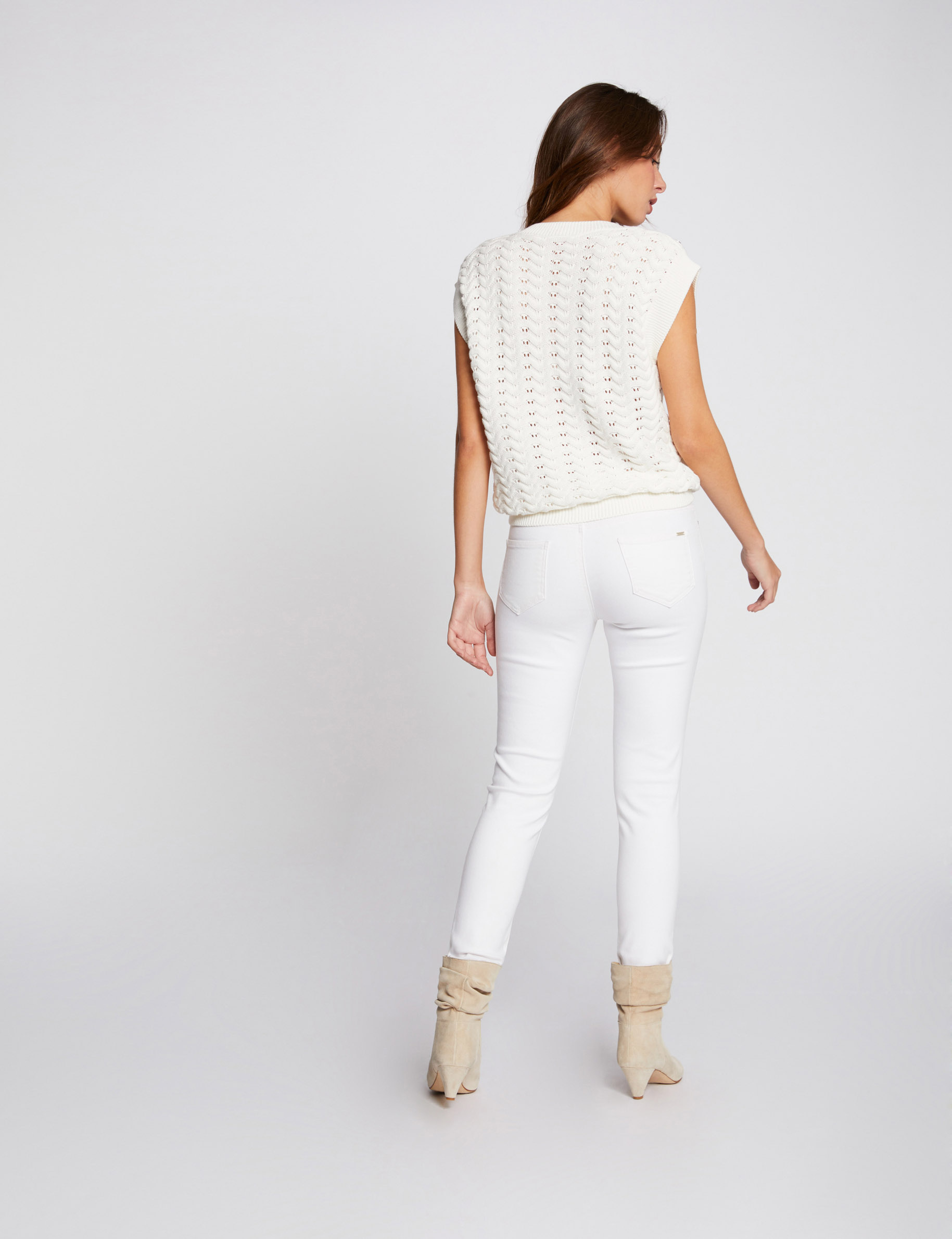 low waisted skinny jeans ecru women Low-waisted skinny jeans ecru women