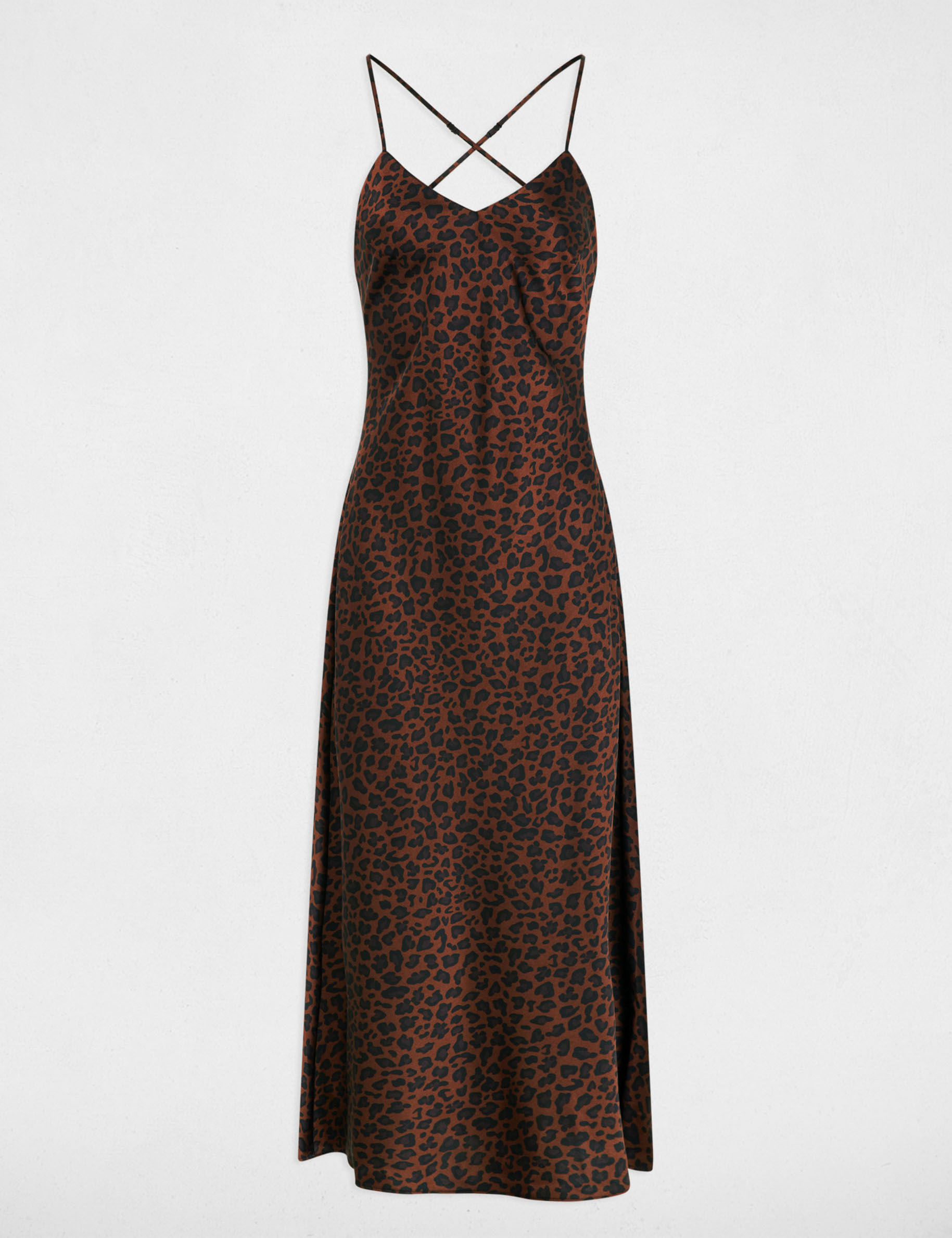 Satin dress with v-neck multicolor women