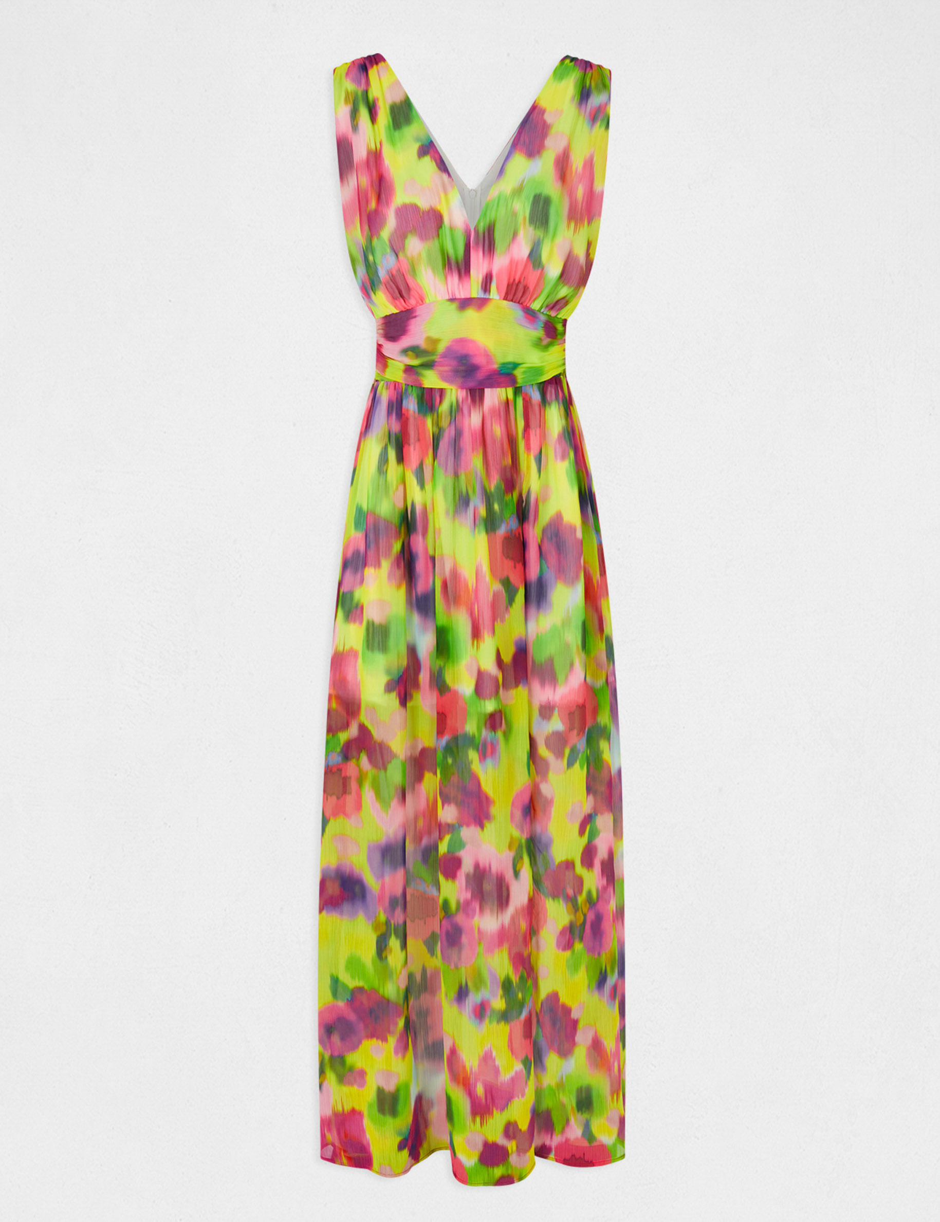 maxi waisted dress abstract print multicolored women Maxi waisted dress abstract print multicolored women