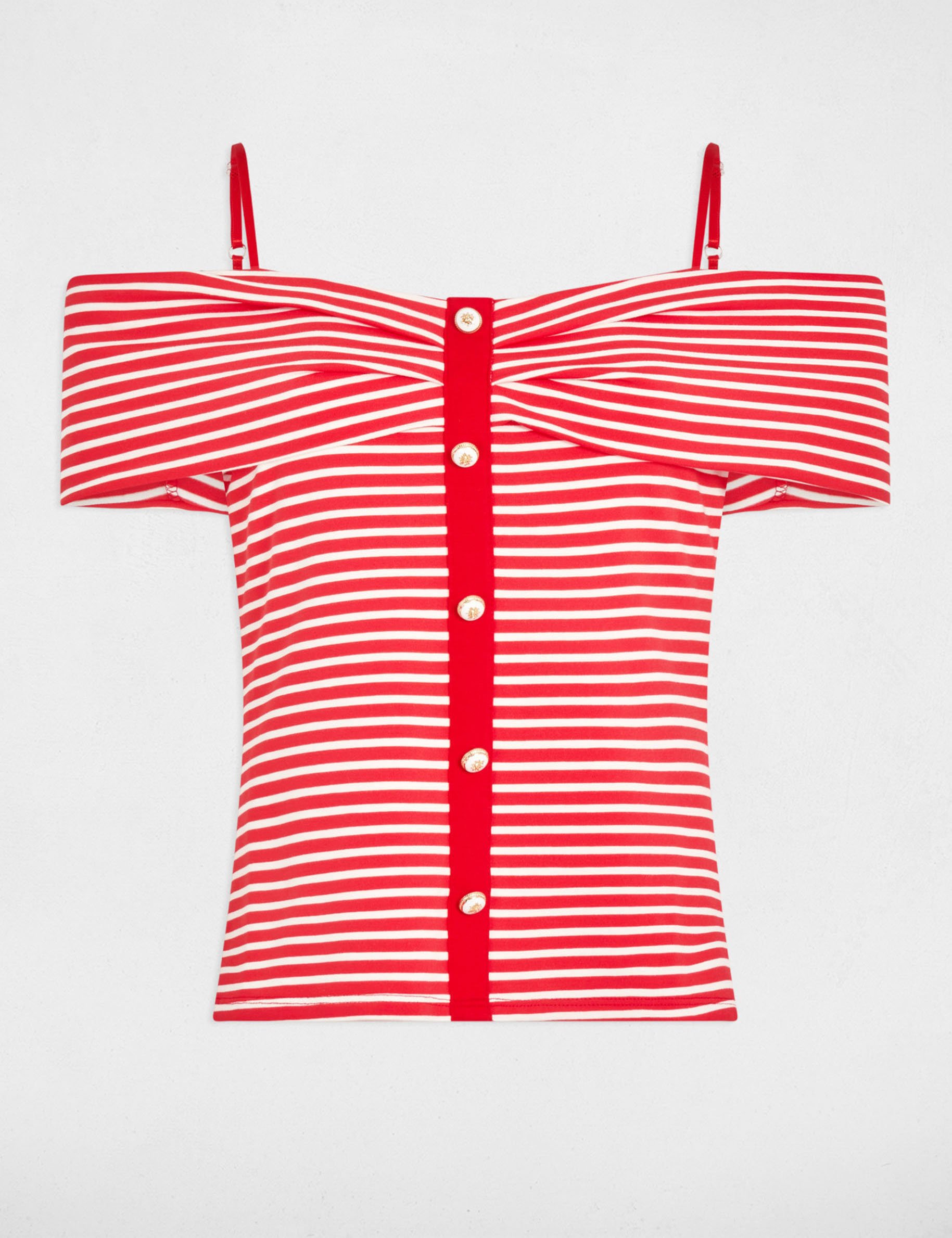 striped short sleeved t shirt red women Striped short-sleeved t-shirt red women