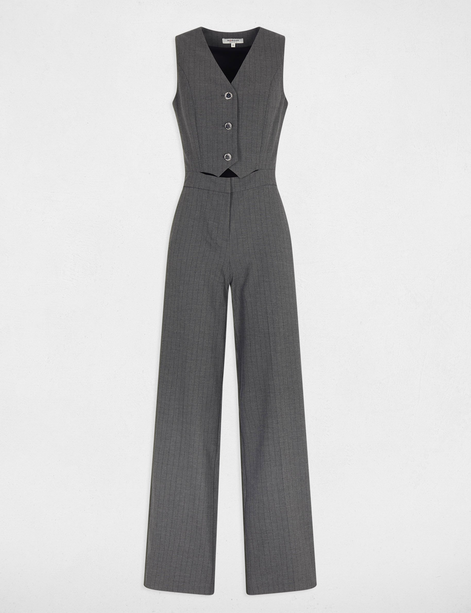 sleeveless fluid jumpsuit mid grey women Sleeveless fluid jumpsuit mid-grey women
