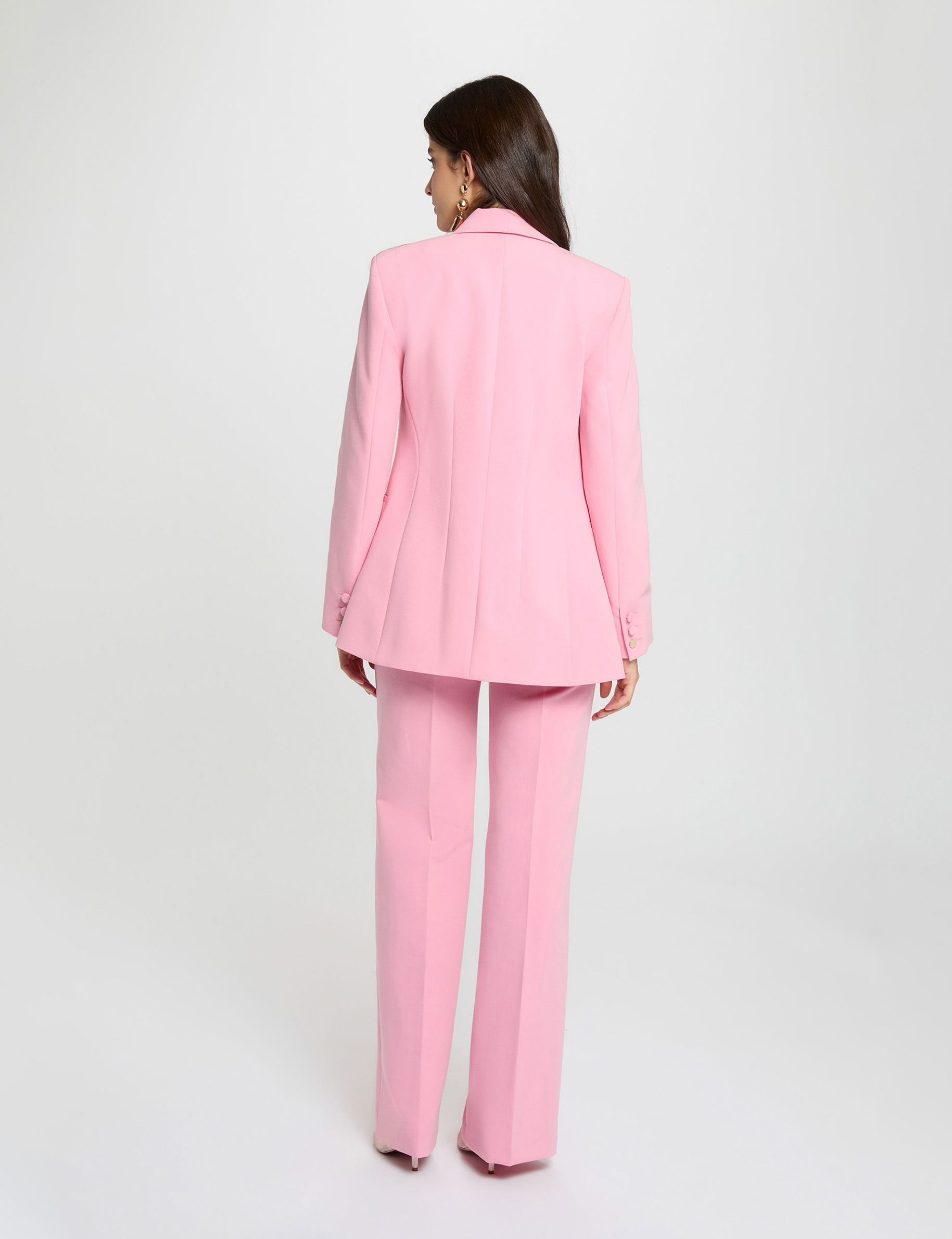 Shawl collar blazer light pink women