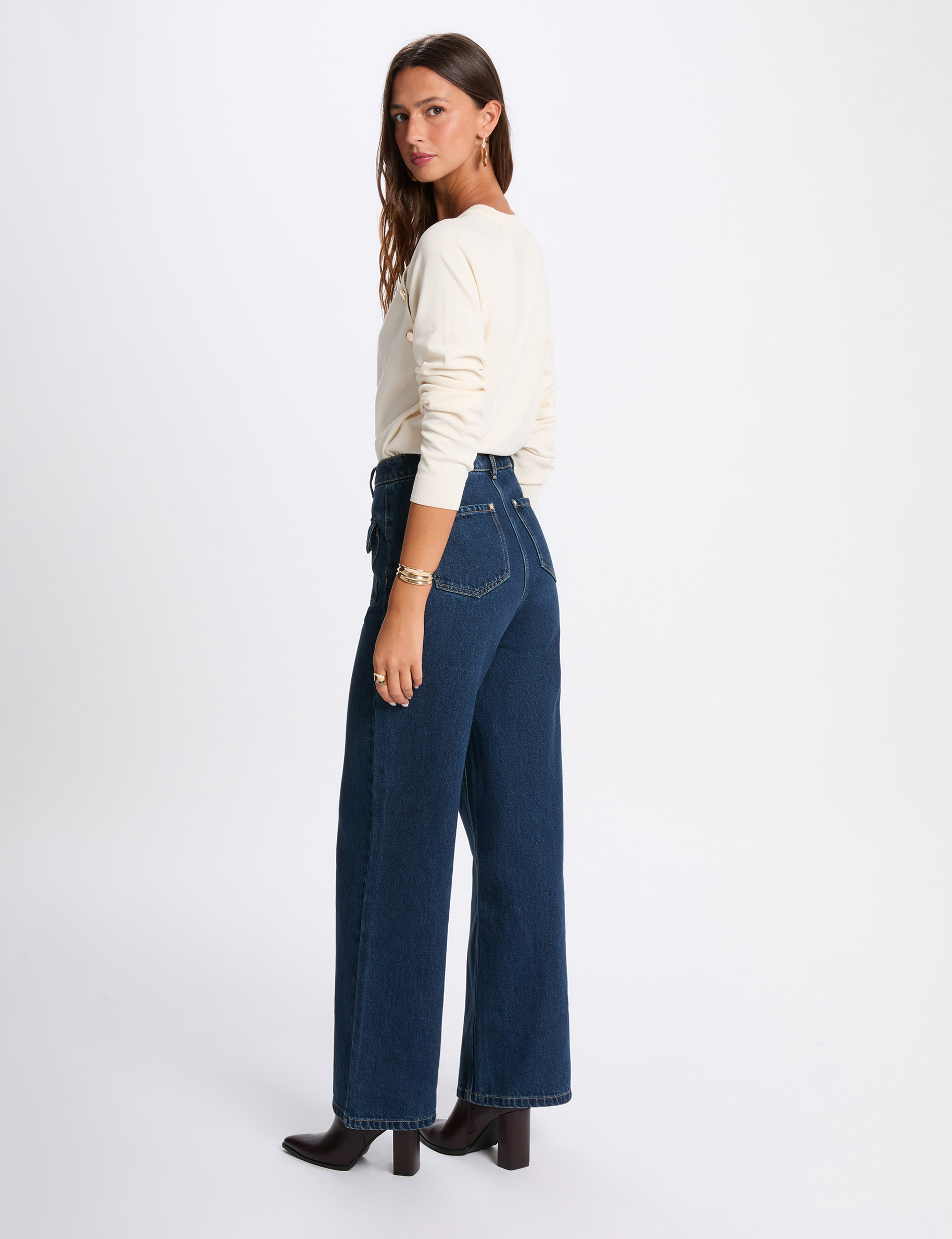 Fitted lightweight sweater ivory women