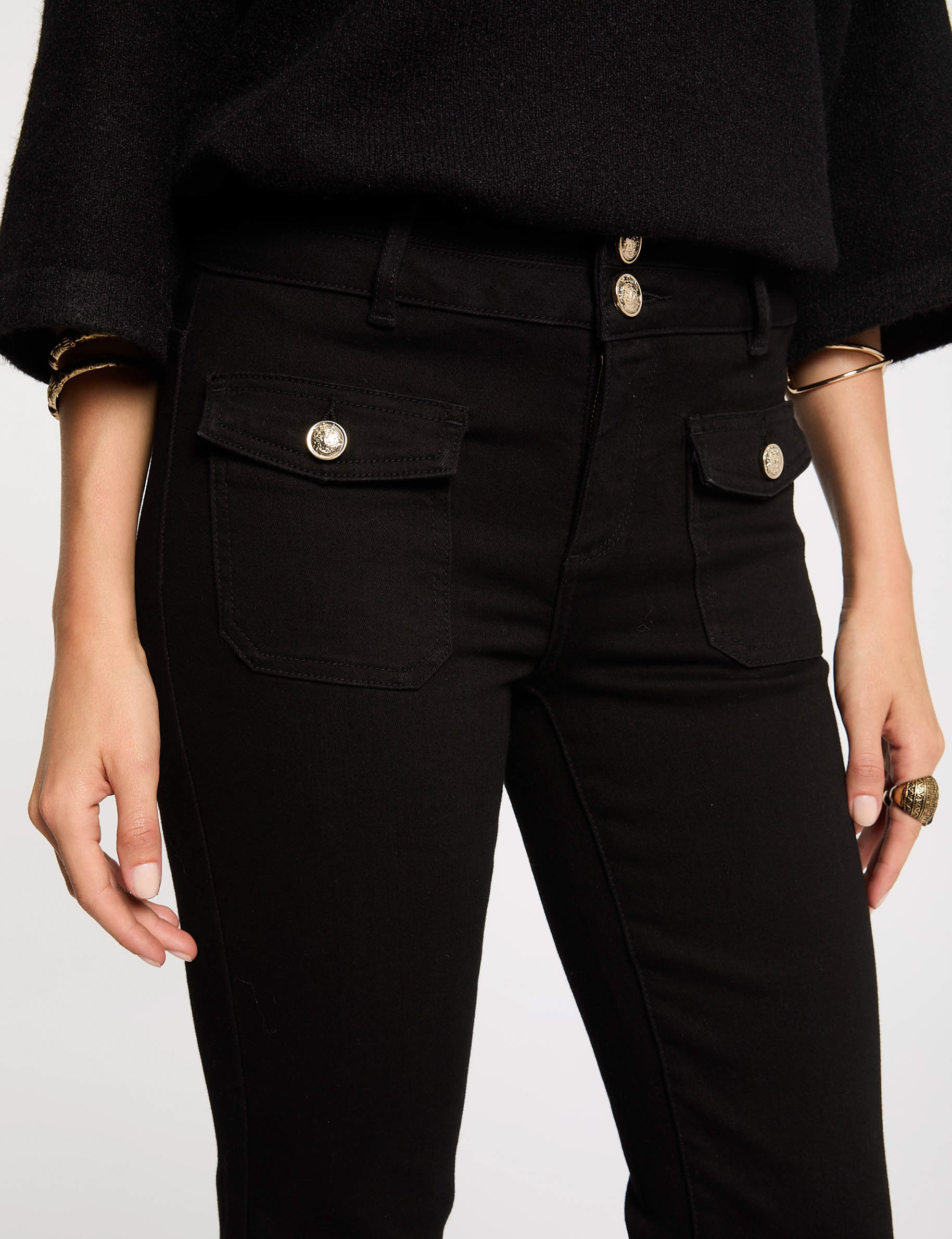 jeans bootcut poches a rabat noir femme Jeans bootcut poches à rabat noir femme