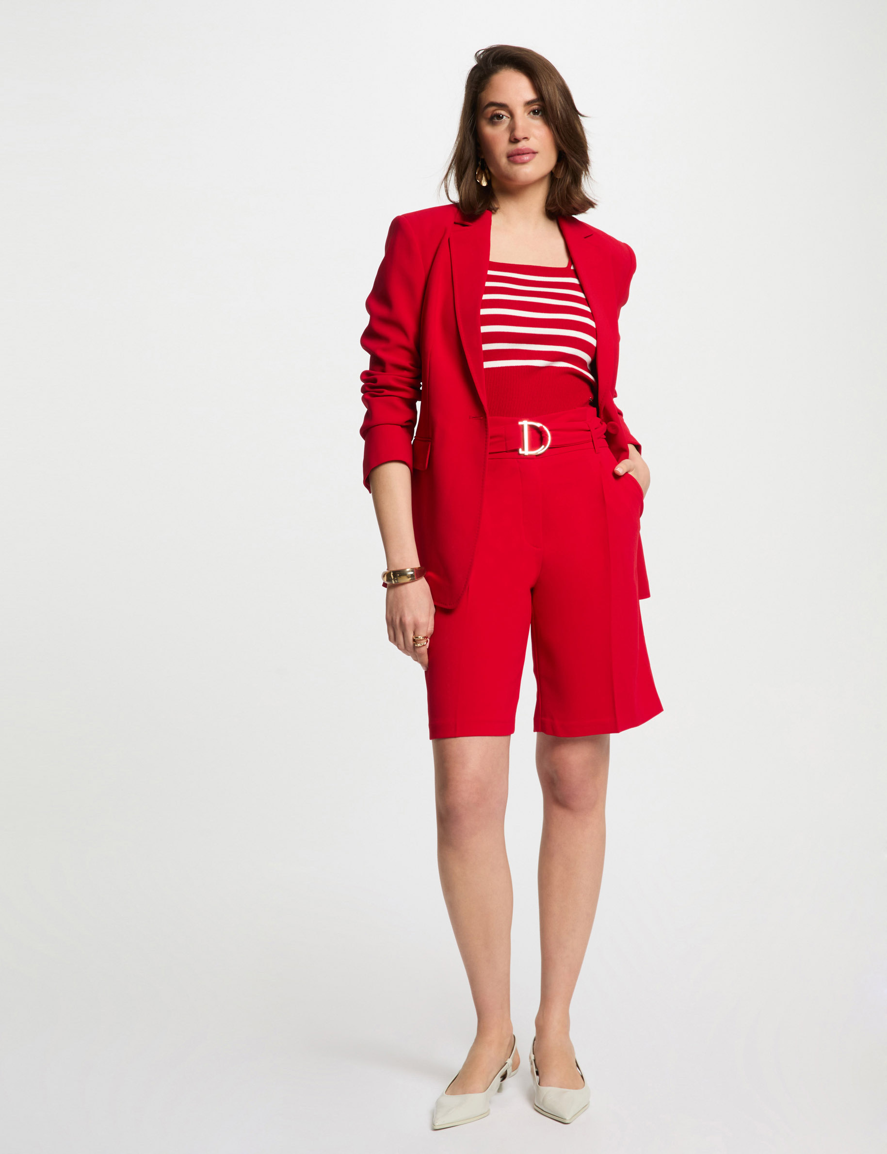 straight bermuda with darts red women Straight bermuda with darts red women