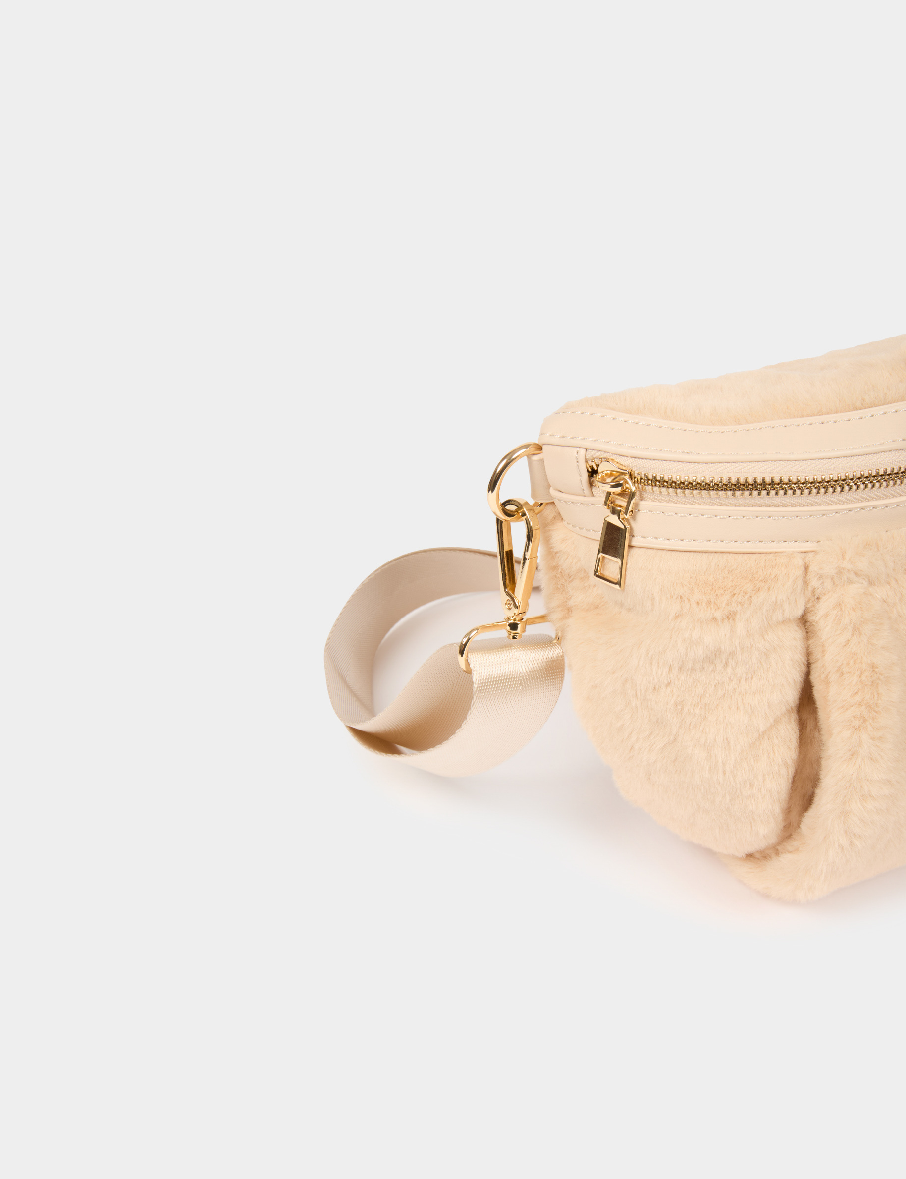 Faux fur bum bag ivory women